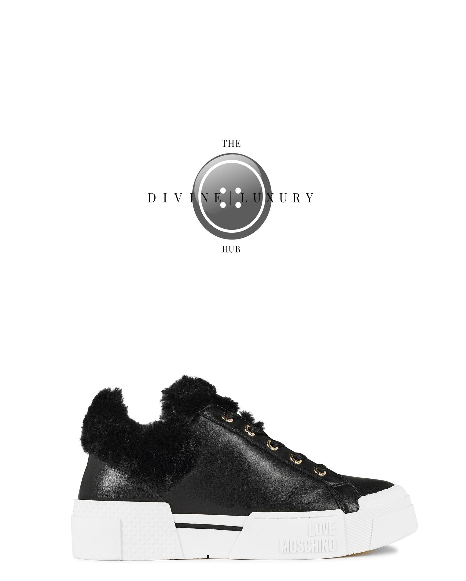 LUXURY HUB LOVE MOSCHINO SHEARLING LOW TRAINERS