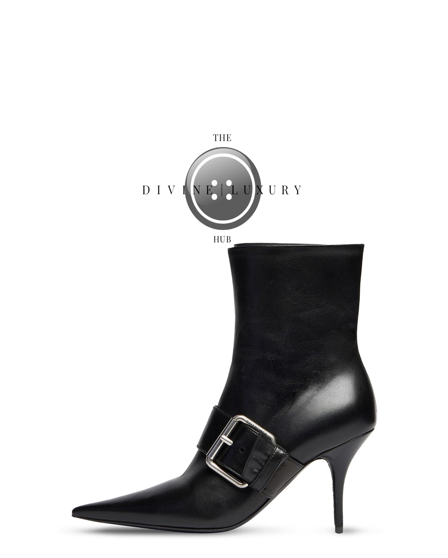 LUXURY HUB BALENCIAGA KNIFE BUCKLED LEATHER ANKLE BOOTS