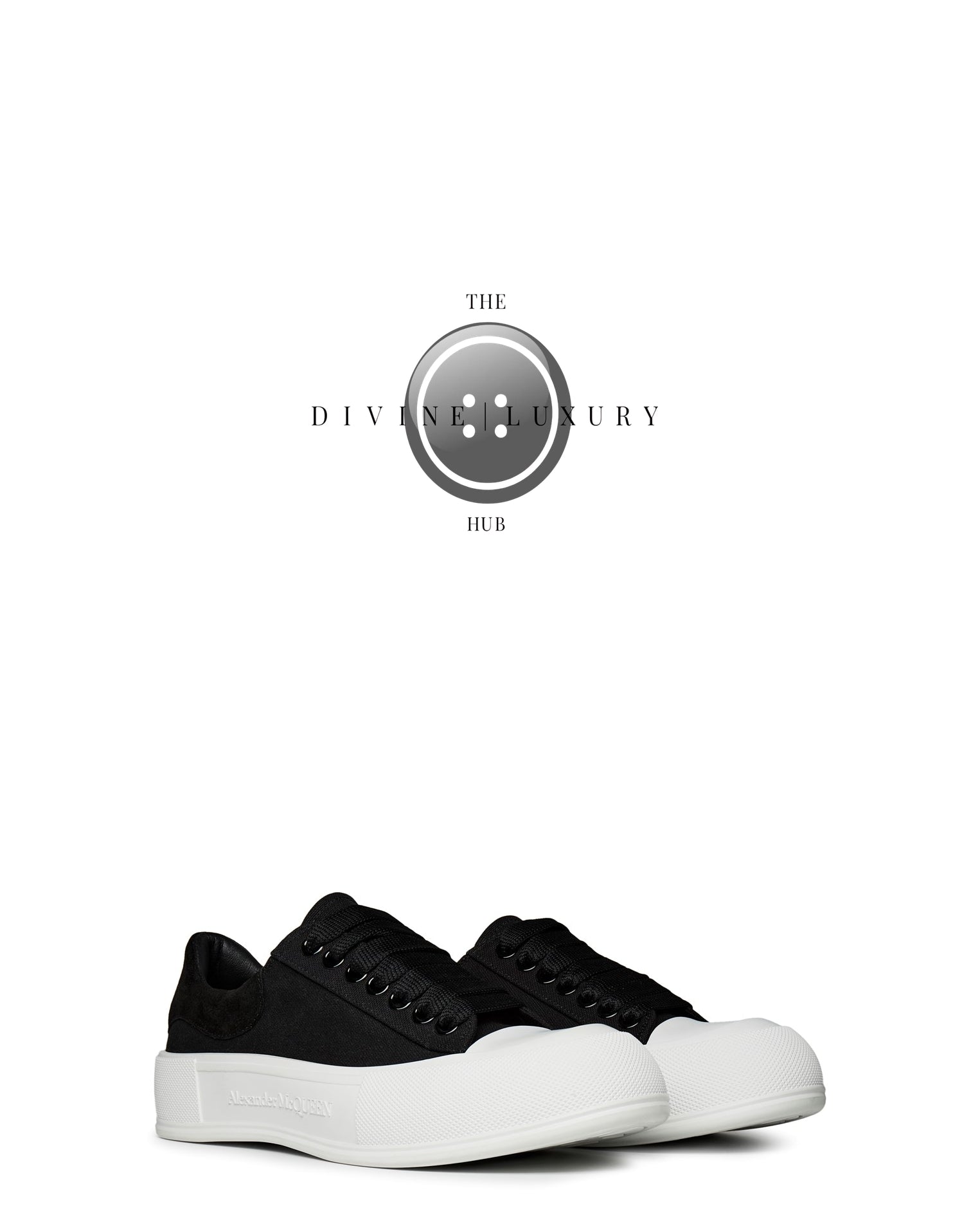 LUXURY HUB ALEXANDER MCQUEEN DECK LACE UP PLIMSOLL TRAINERS