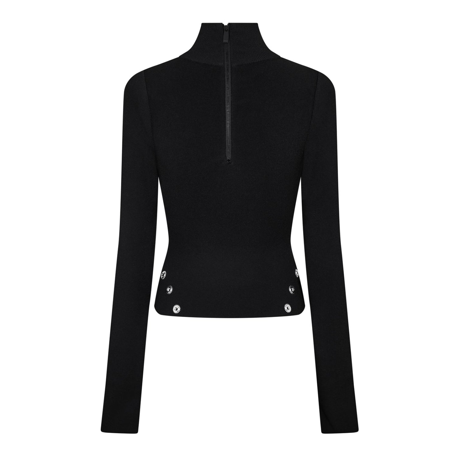LUXURY HUB OFF WHITE EYELET KNITTED TOP
