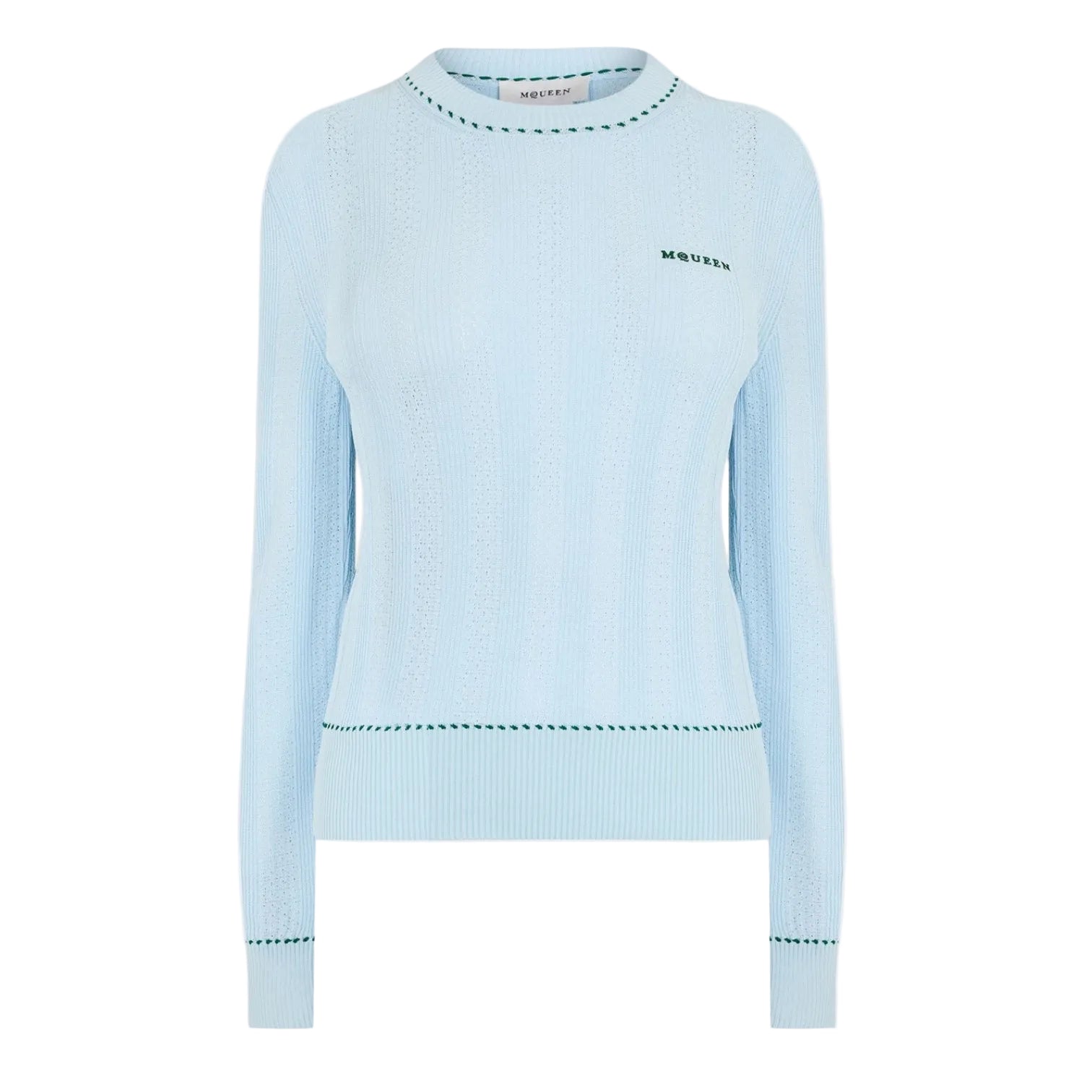 LUXURY HUB ALEXANDER MCQUEEN WOMEN'S ALEX LOG KNITTED CREW NECK JUMPER