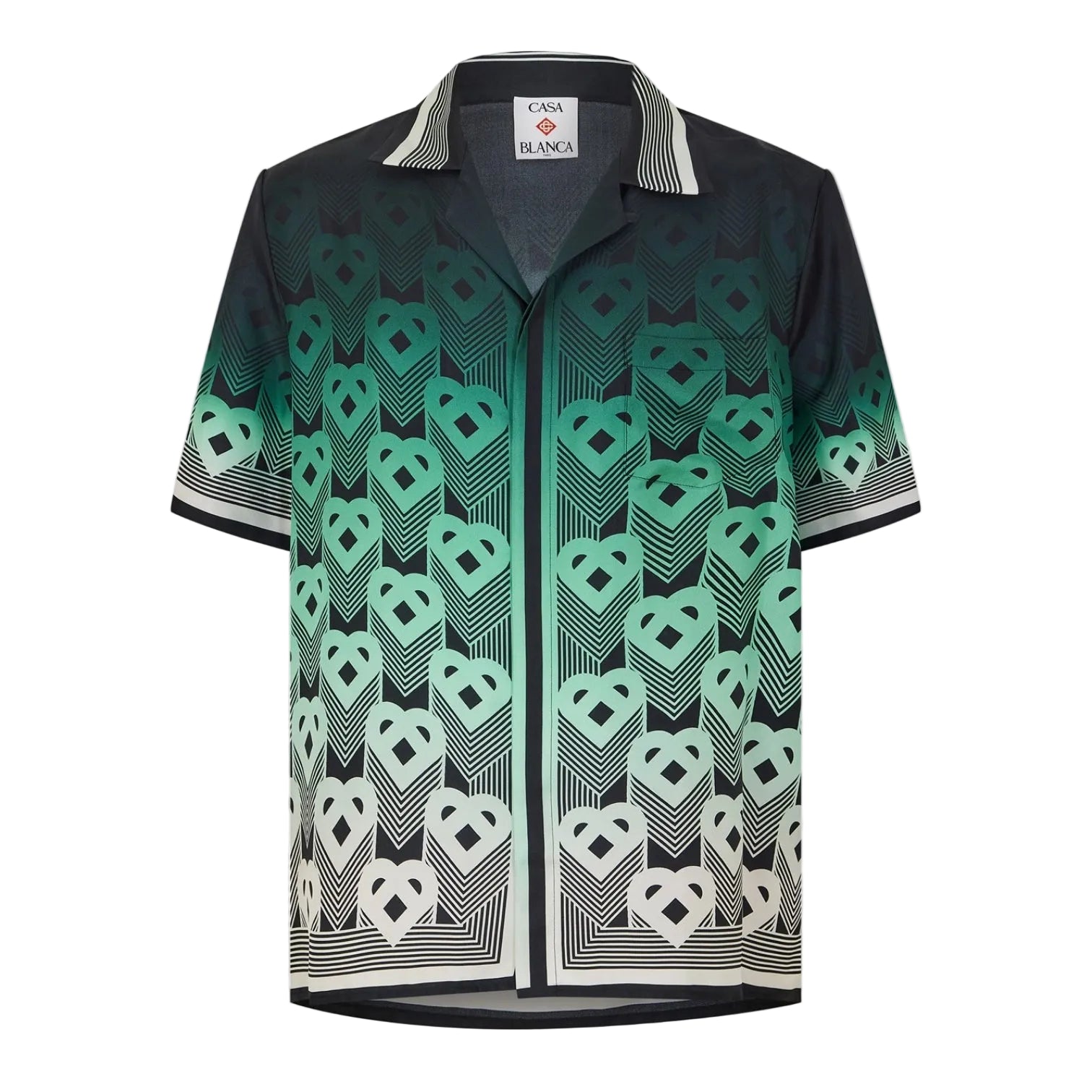 LUXURY HUB CASABLANCA MEN'S MONO SILK SHORT SLEEVE BOWLING SHIRT