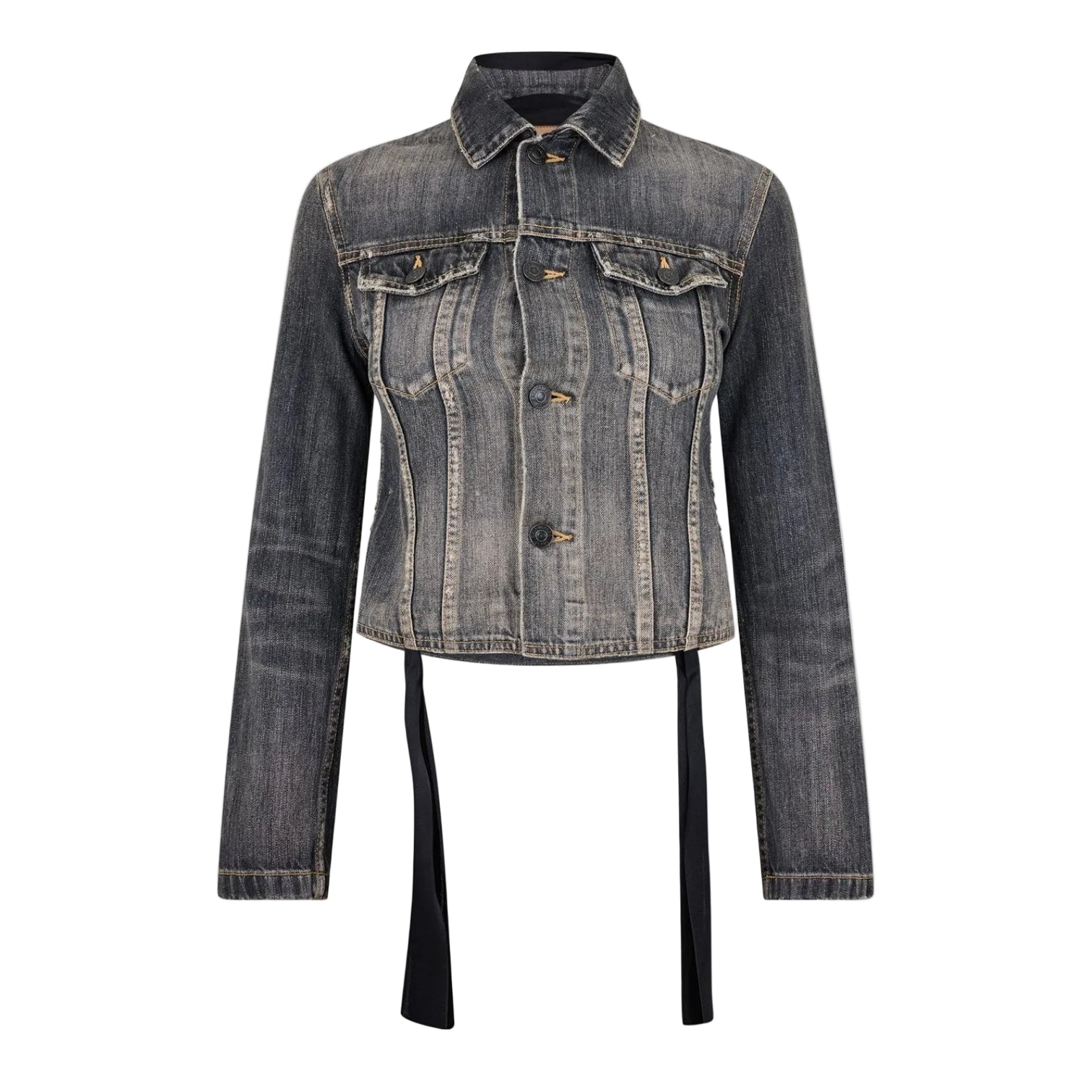 LUXURY HUB BALENCIAGA WOMEN'S BAL LACE-UP STRUCTURED DENIM JACKET