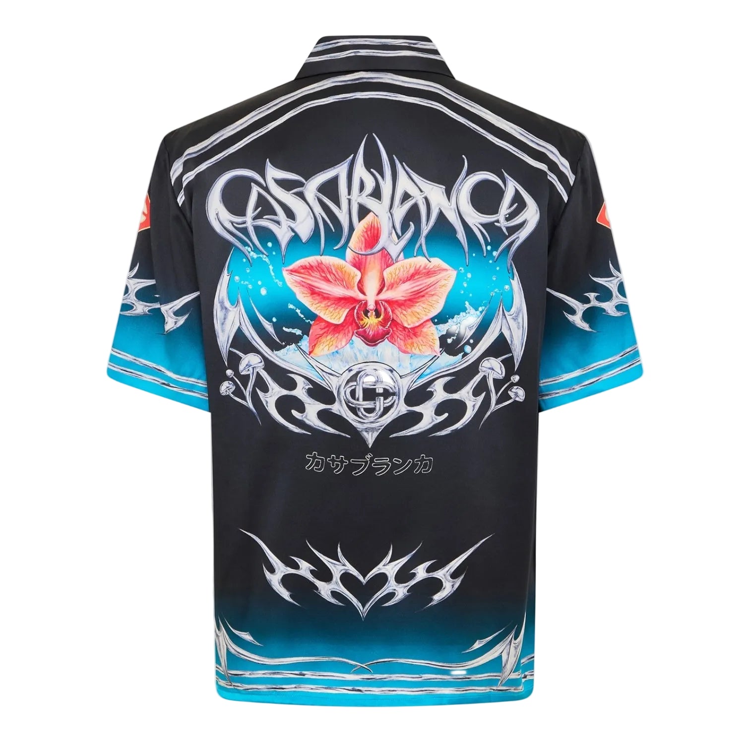 LUXURY HUB CASABLANCA MEN'S BLADES SHORT SLEEVE RELAXED FIT BOWLING SHIRT