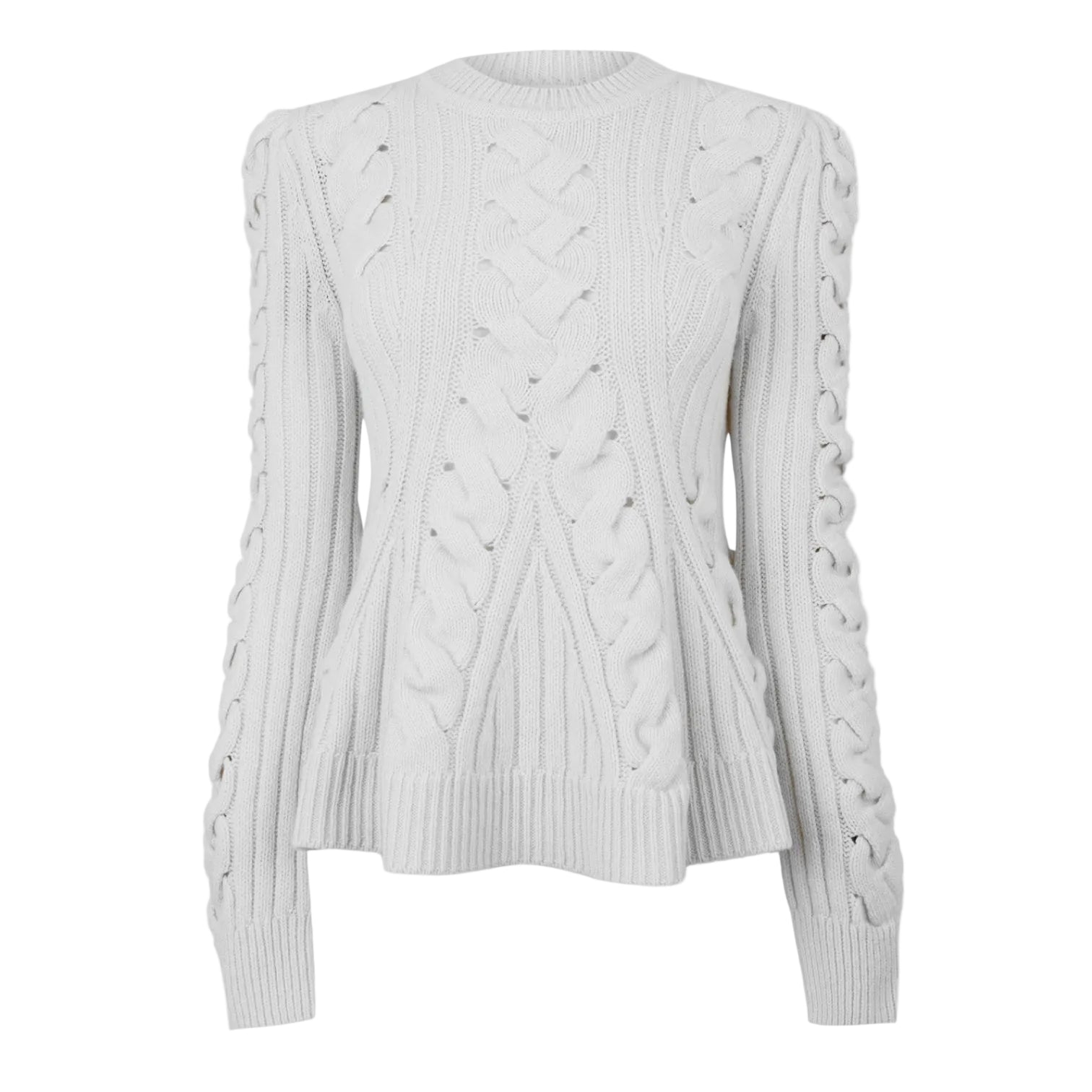 LUXURY HUB ALEXANDER MCQUEEN WOMEN'S ALEX CABLE KNIT CREW NECK JUMPER