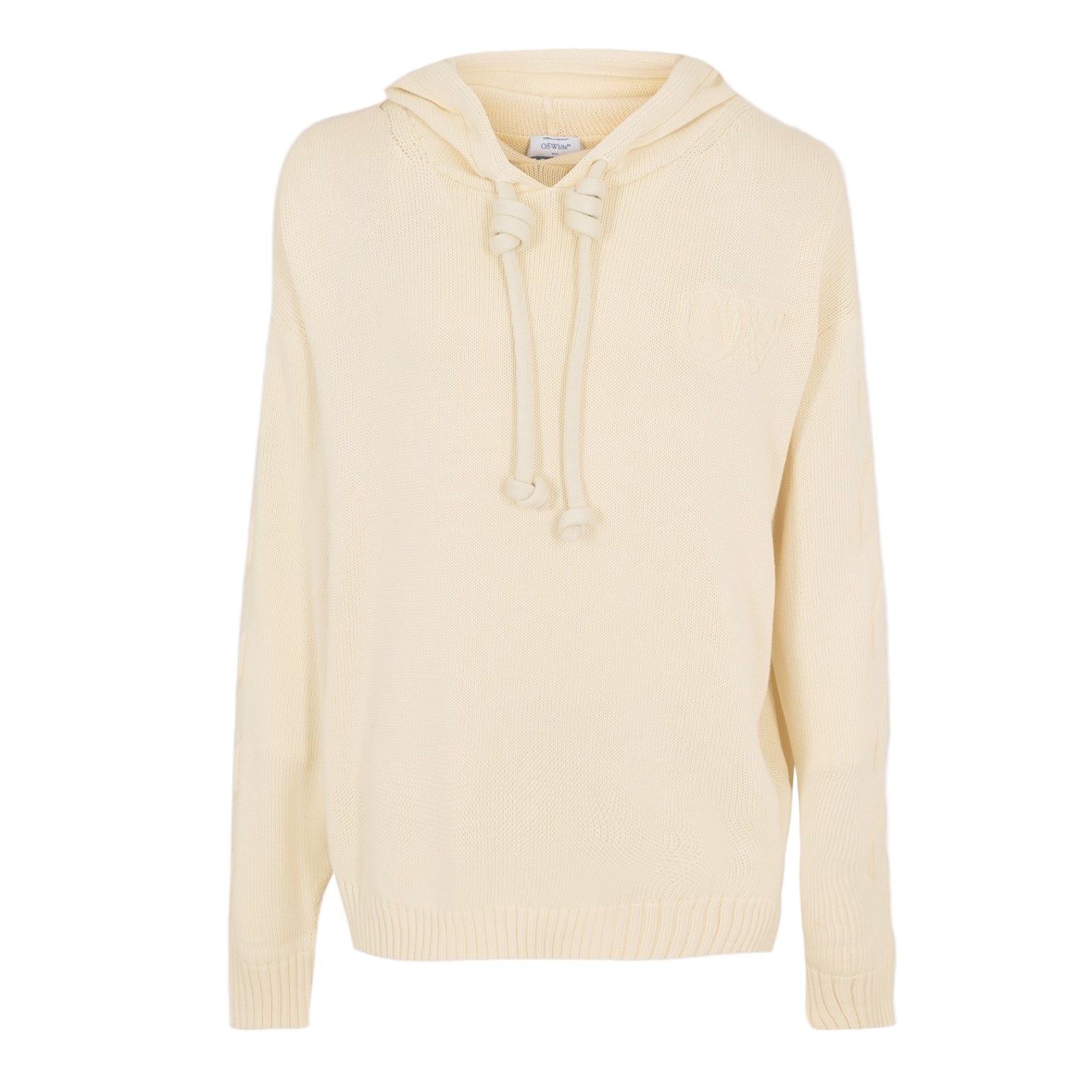 LUXURY HUB OFF WHITE MEN'S KNITTED HOODIE, FABRIC STYLE