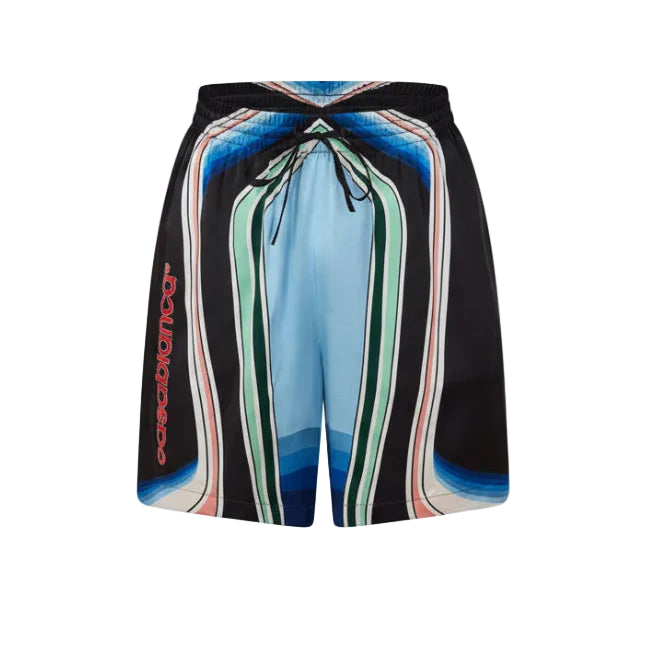 LUXURY HUB CASABLANCA MEN'S PATTERN WOVEN ELASTICATED TRACKSUIT SHORTS