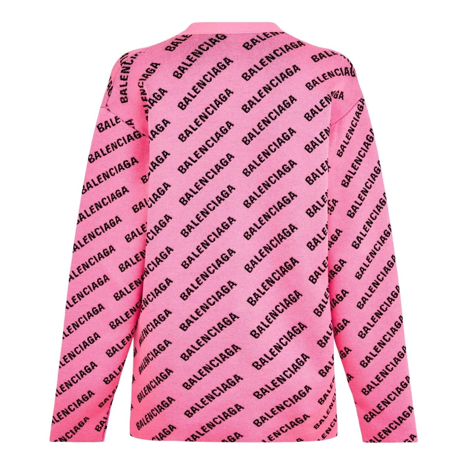 LUXURY HUB BALENCIAGA LOGO JACQUARD PRINT CARDIGAN