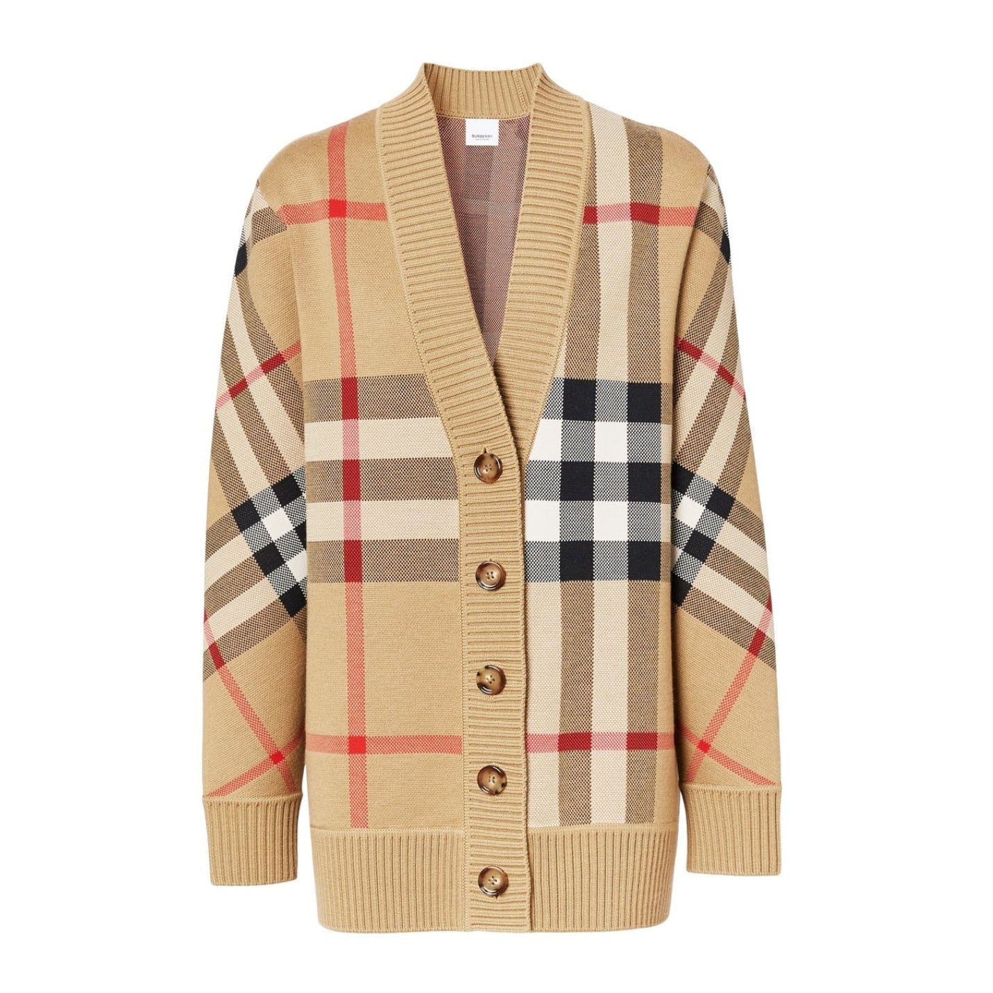 LUXURY HUB BURBERRY WOMEN'S CHECK WOOL CARAGH CARDIGAN