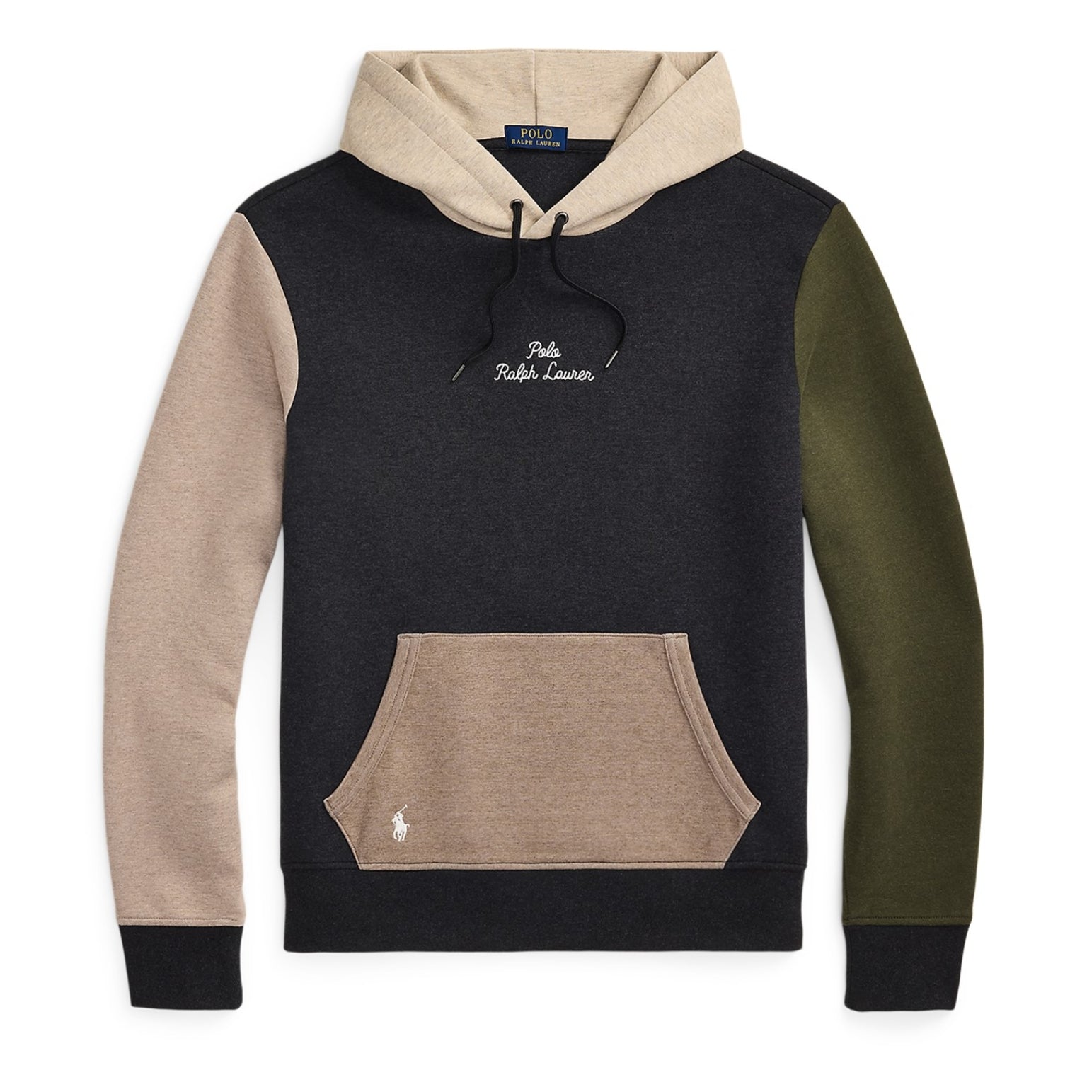 LUXURY HUB POLO RALPH LAUREN COLOURBLOCK DOUBLE KNIT HOODIE