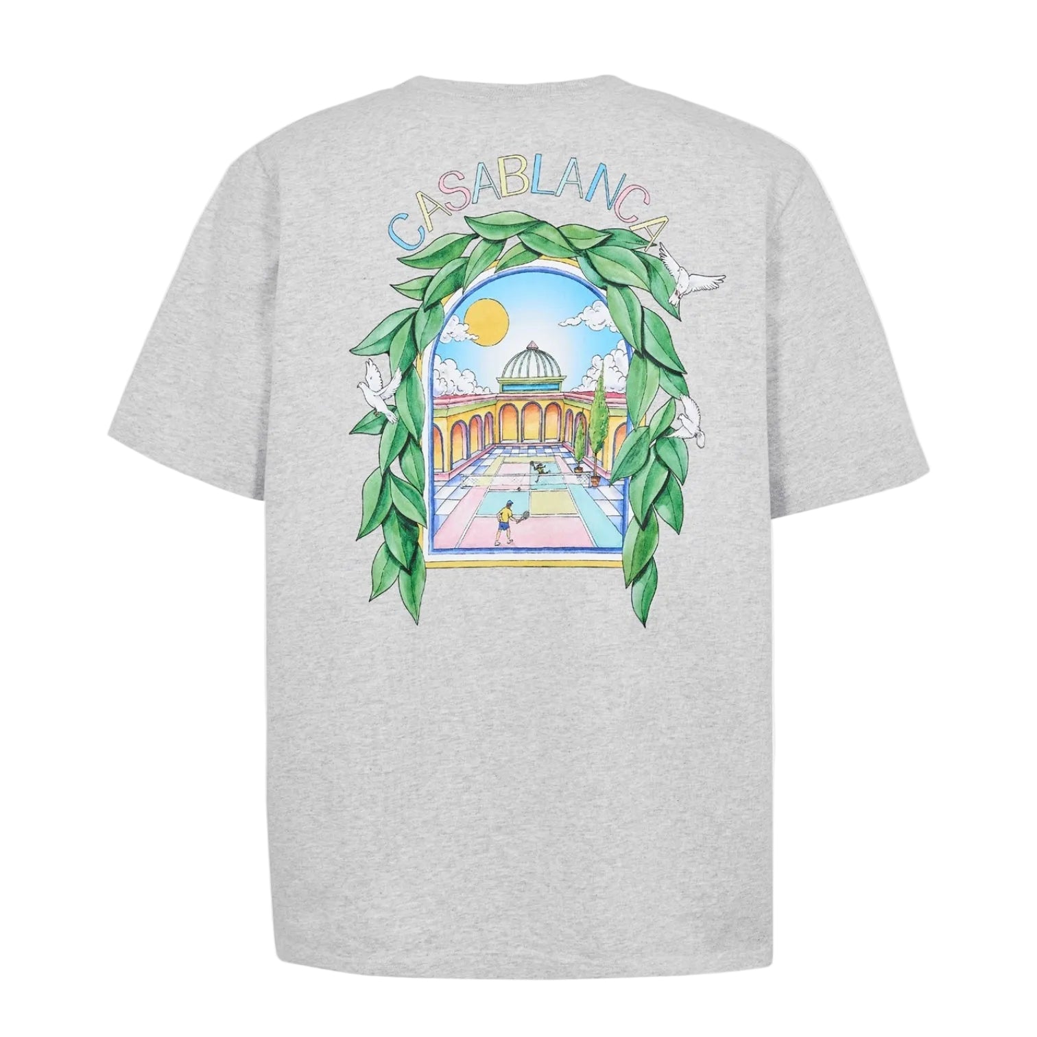 LUXURY HUB CASABLANCA MEN'S GRAPHIC COTTON L'ARCHE TENNIS CLUB TEE