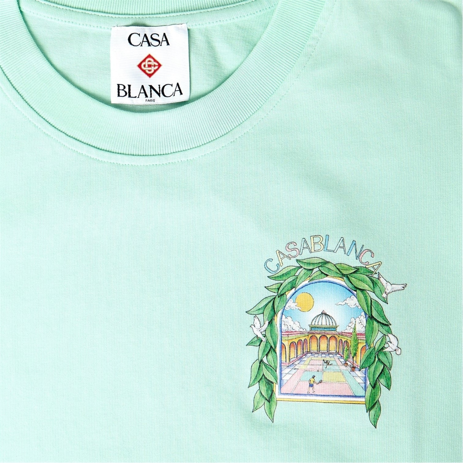 LUXURY HUB CASABLANCA MEN'S GRAPHIC COTTON L'ARCHE TENNIS CLUB TEE