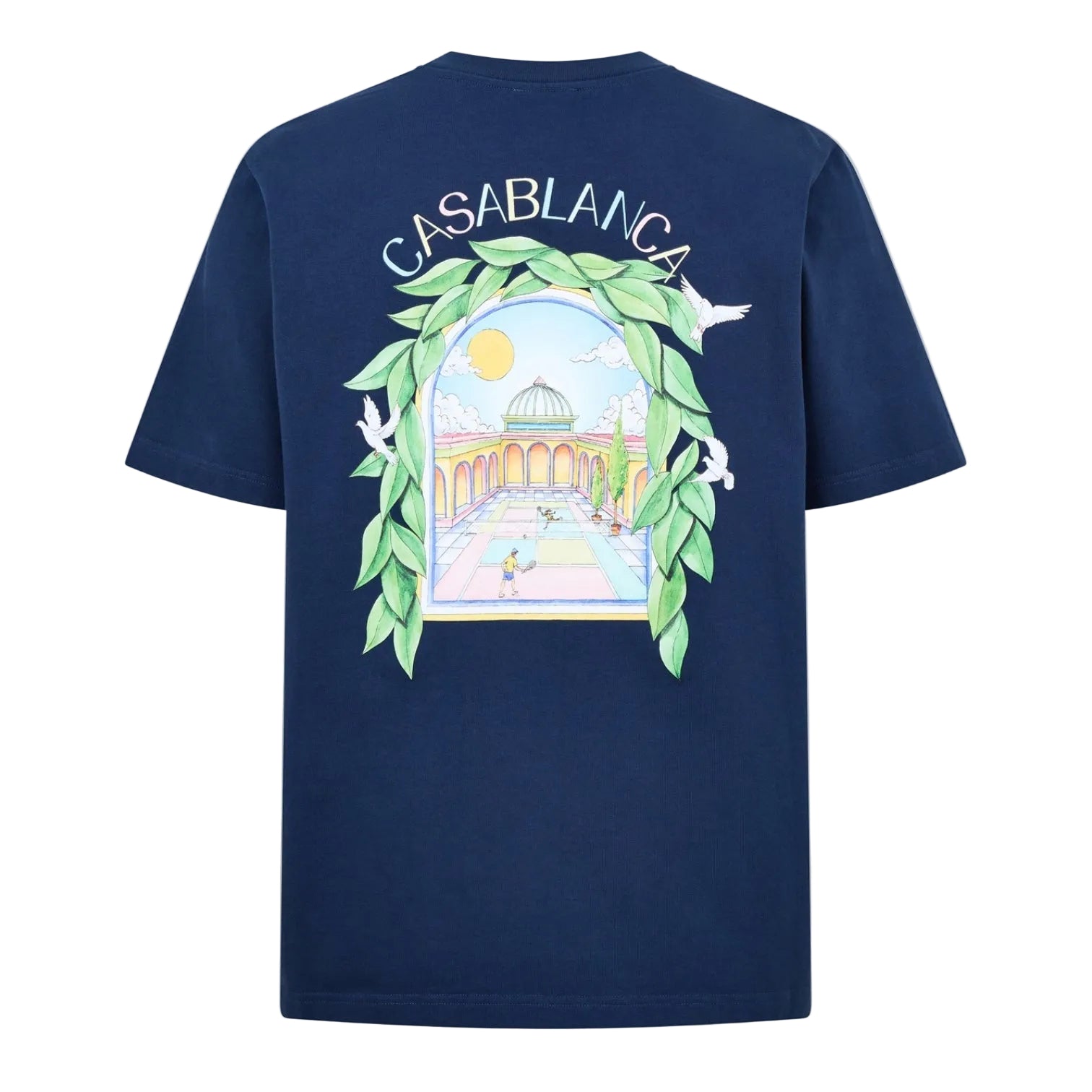 LUXURY HUB CASABLANCA MEN'S GRAPHIC COTTON L'ARCHE TENNIS CLUB TEE