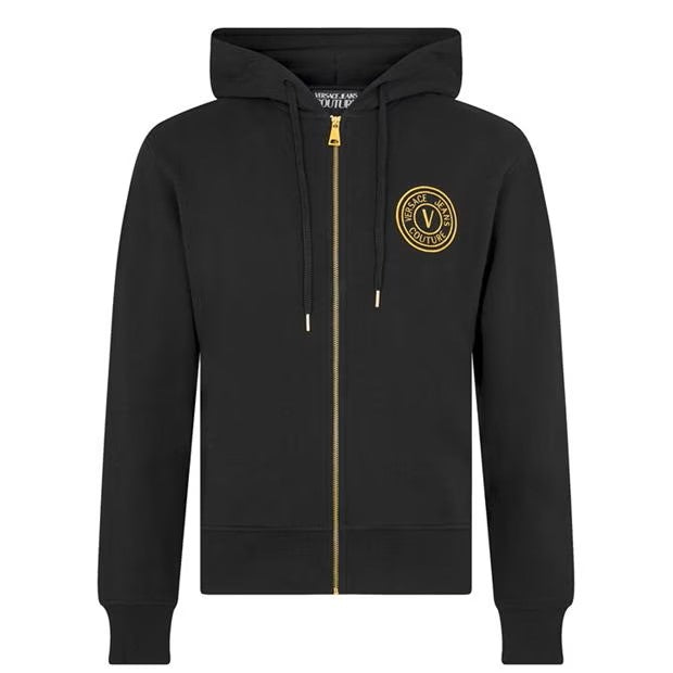 LUXURY HUB  VERSACE JEANS COUTURE FOIL STAMP ZIP HOODIE
