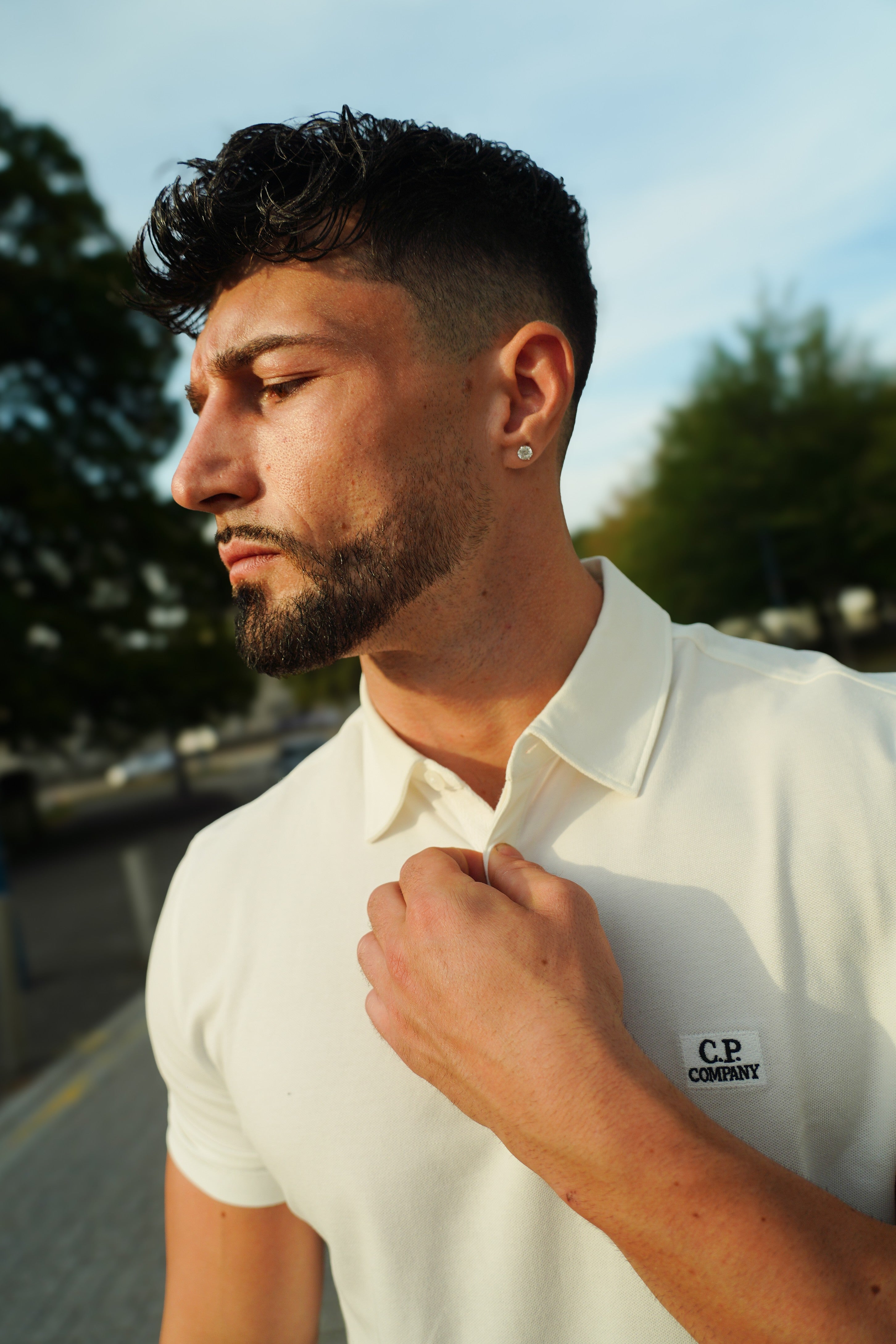 LUXURY HUB CP COMPANY SHORT SLEEVE LOGO PATCH POLO SHIRT
