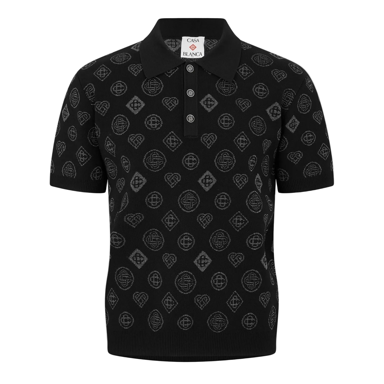 LUXURY HUB CASABLANCA MEN'S CITY JACQUARD SHORT SLEEVE POLO SHIRT