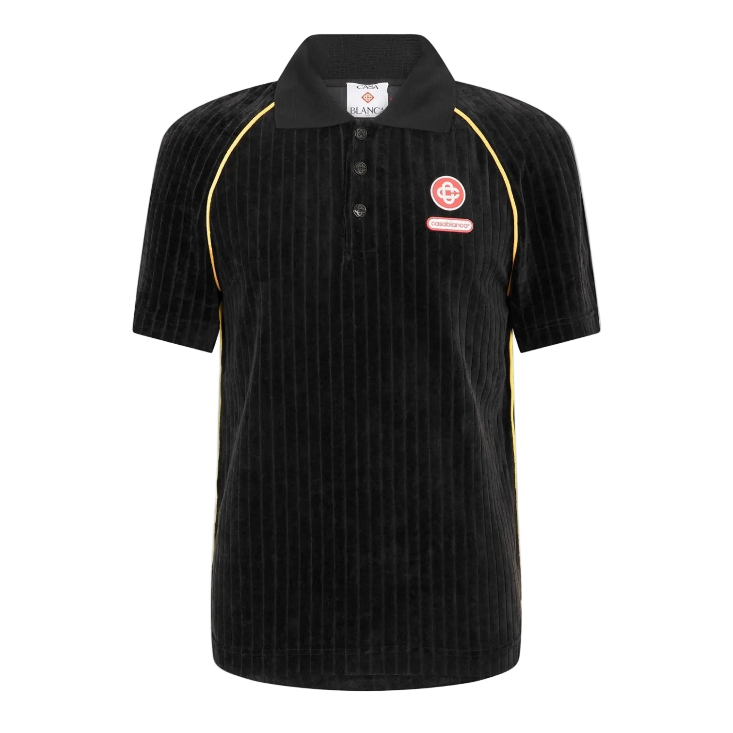 LUXURY HUB CASABLANCA MEN'S VELOUR SHORT SLEEVE POLO SHIRT