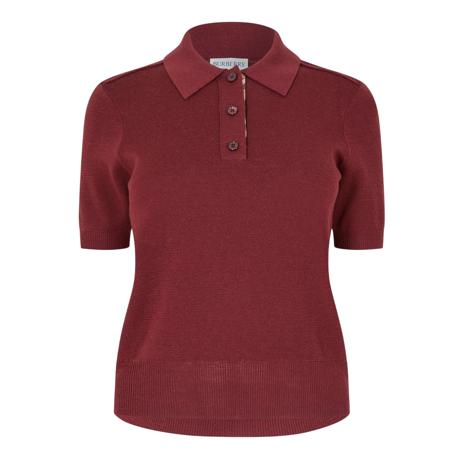 LUXURY HUB BURBERRY WOMEN'S CHECK SHORT SLEEVE POLO SHIRT