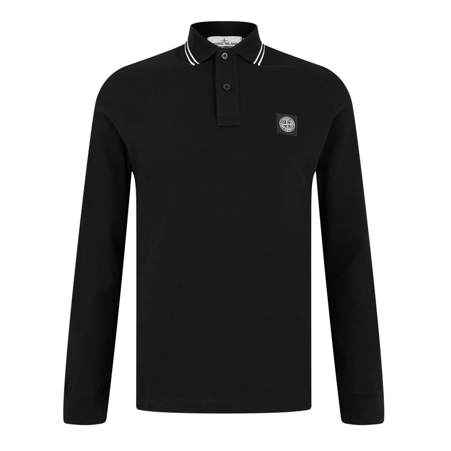 LUXURY HUB STONE ISLAND MEN'S LOGO COTTON COMPASS PATCH POLO SHIRT