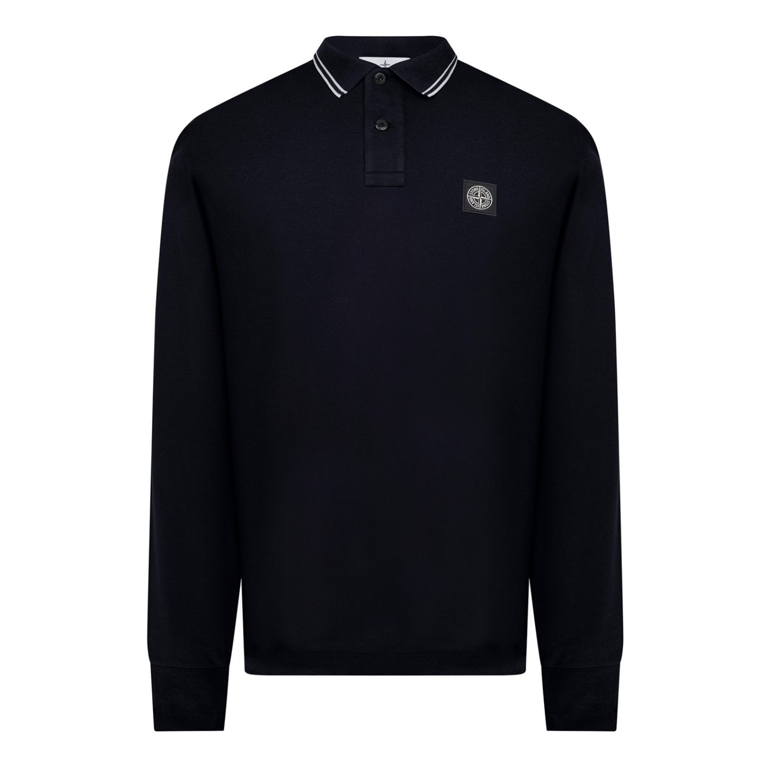 LUXURY HUB STONE ISLAND MEN'S LOGO COTTON COMPASS PATCH POLO SHIRT