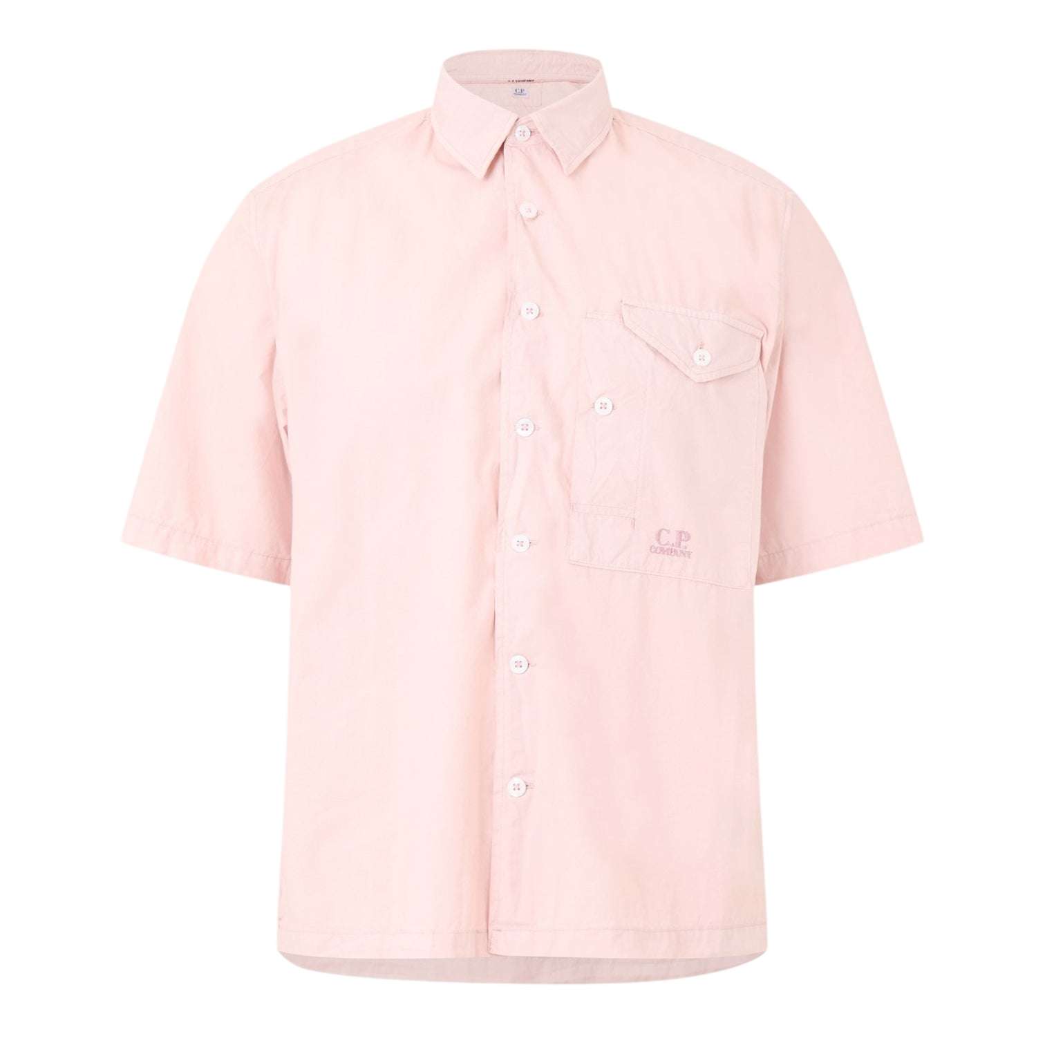 LUXURY HUB CP COMPANY SHORT SLEEVE EMBROIDERED LOGO SHIRT