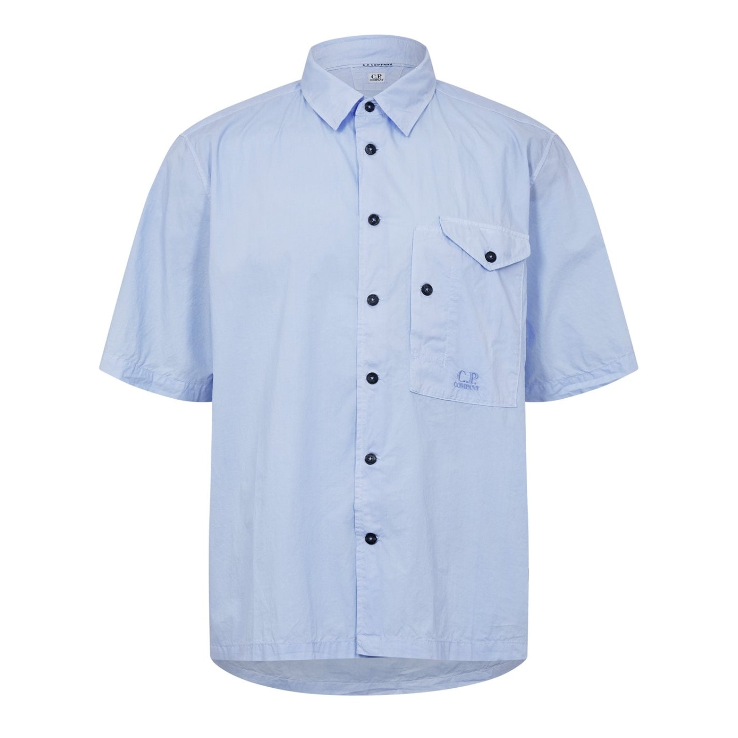 LUXURY HUB CP COMPANY SHORT SLEEVE EMBROIDERED LOGO SHIRT