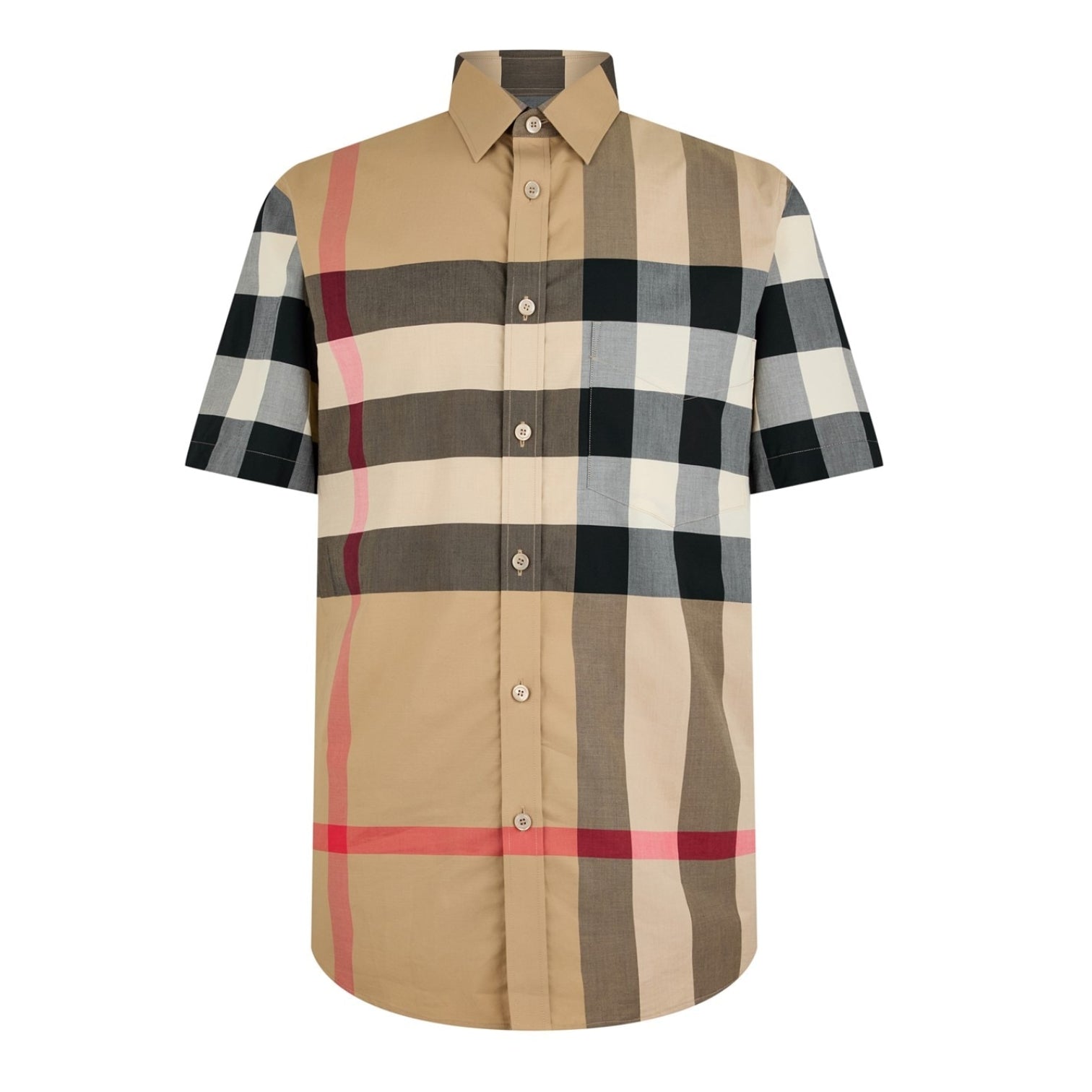 LUXURY HUB BURBERRY MEN'S CHECK COTTON SOMERTON SHORT SLEEVED SHIRT