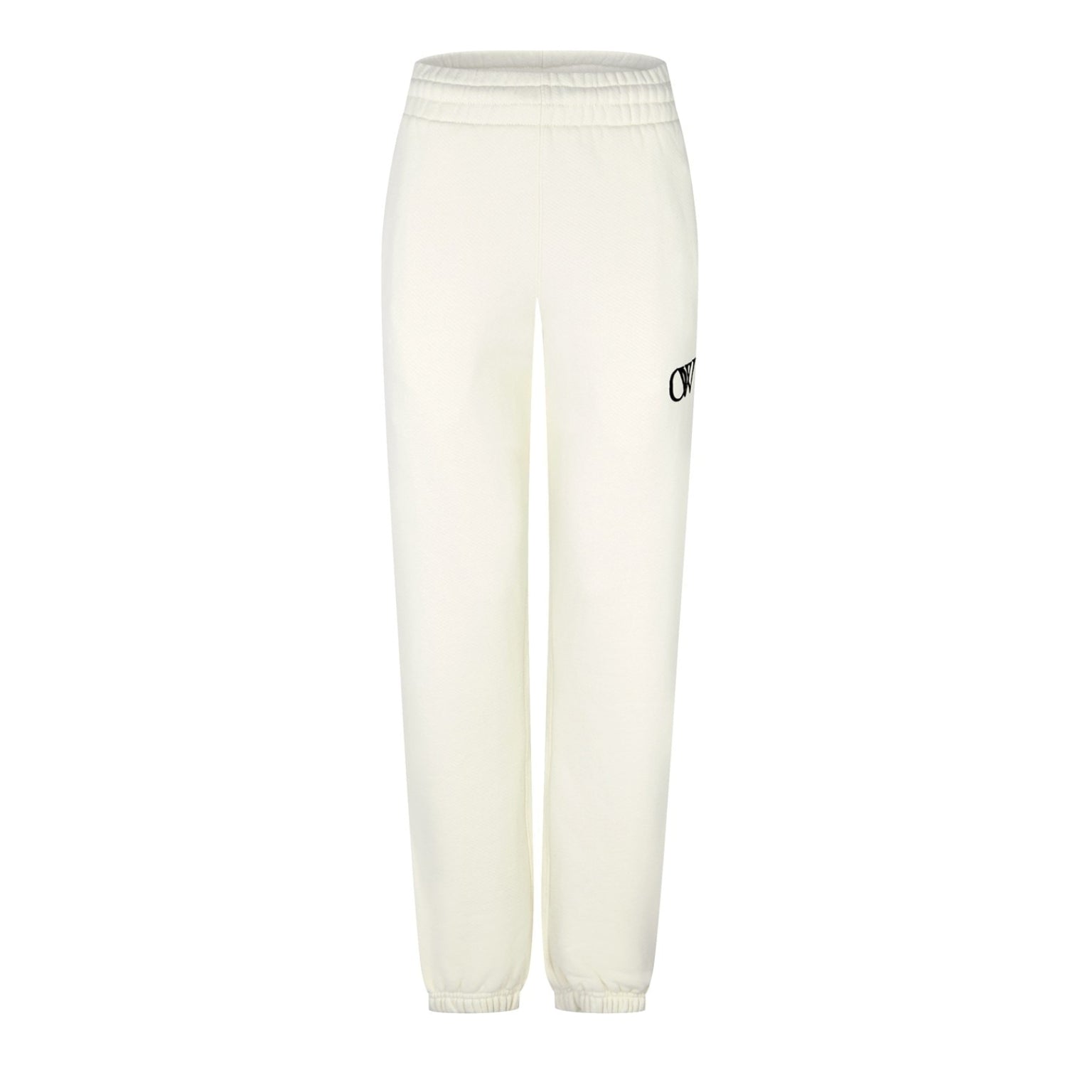 LUXURY HUB OFF WHITE FLOCK LOGO CUFF JOGGERS