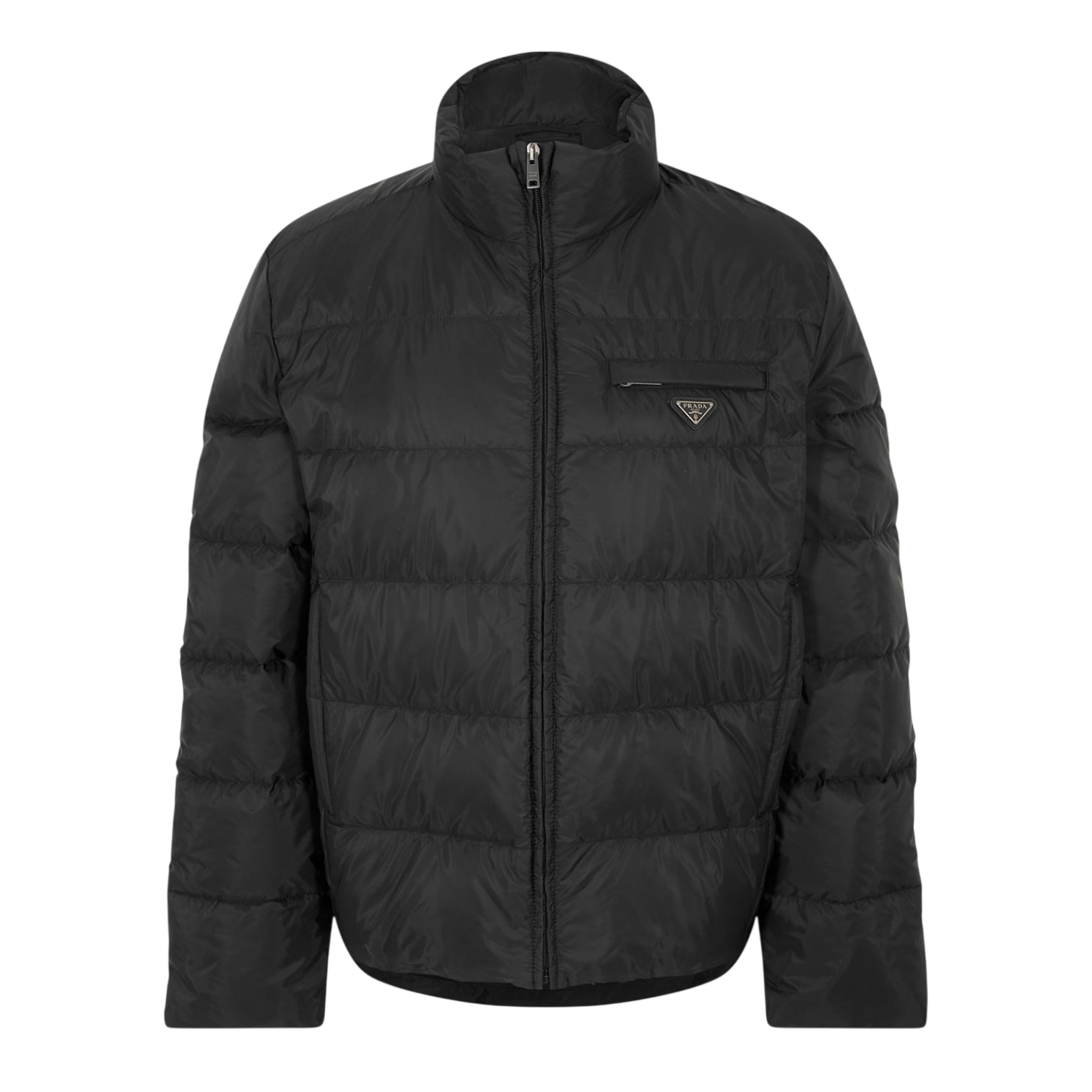 LUXURY HUB PRADA MEN'S RE-NYLON LONG SLEEVE SHORT PUFFER JACKET