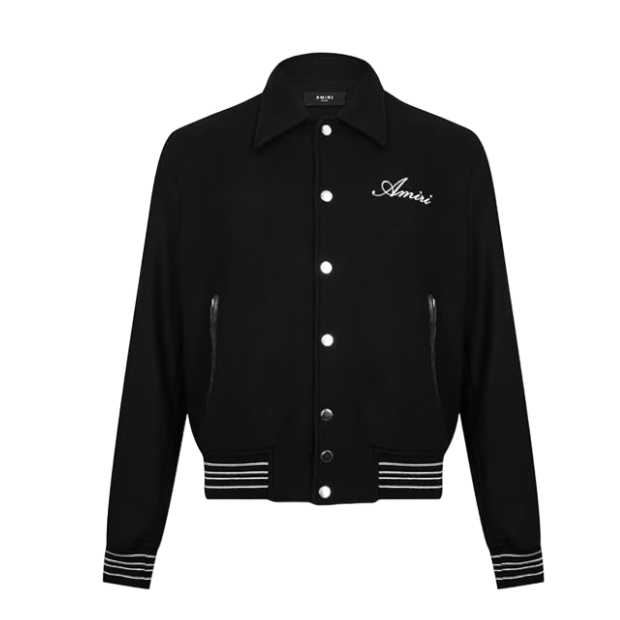 LUXURY HUB AMIRI BONES WOOL VARSITY JACKET