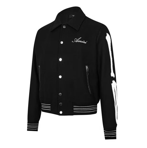 LUXURY HUB AMIRI BONES WOOL VARSITY JACKET