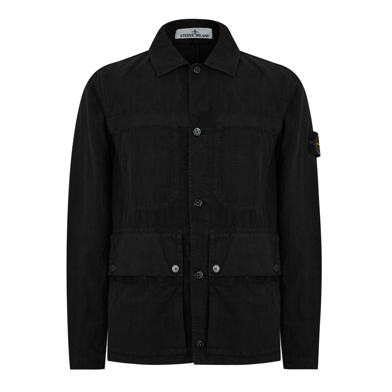 LUXURY HUB STONE ISLAND MEN'S CRINKLE REPS DOWN LONG SLEEVE BUTTON SHIRT COLLAR SHORT PUFFER JACKET