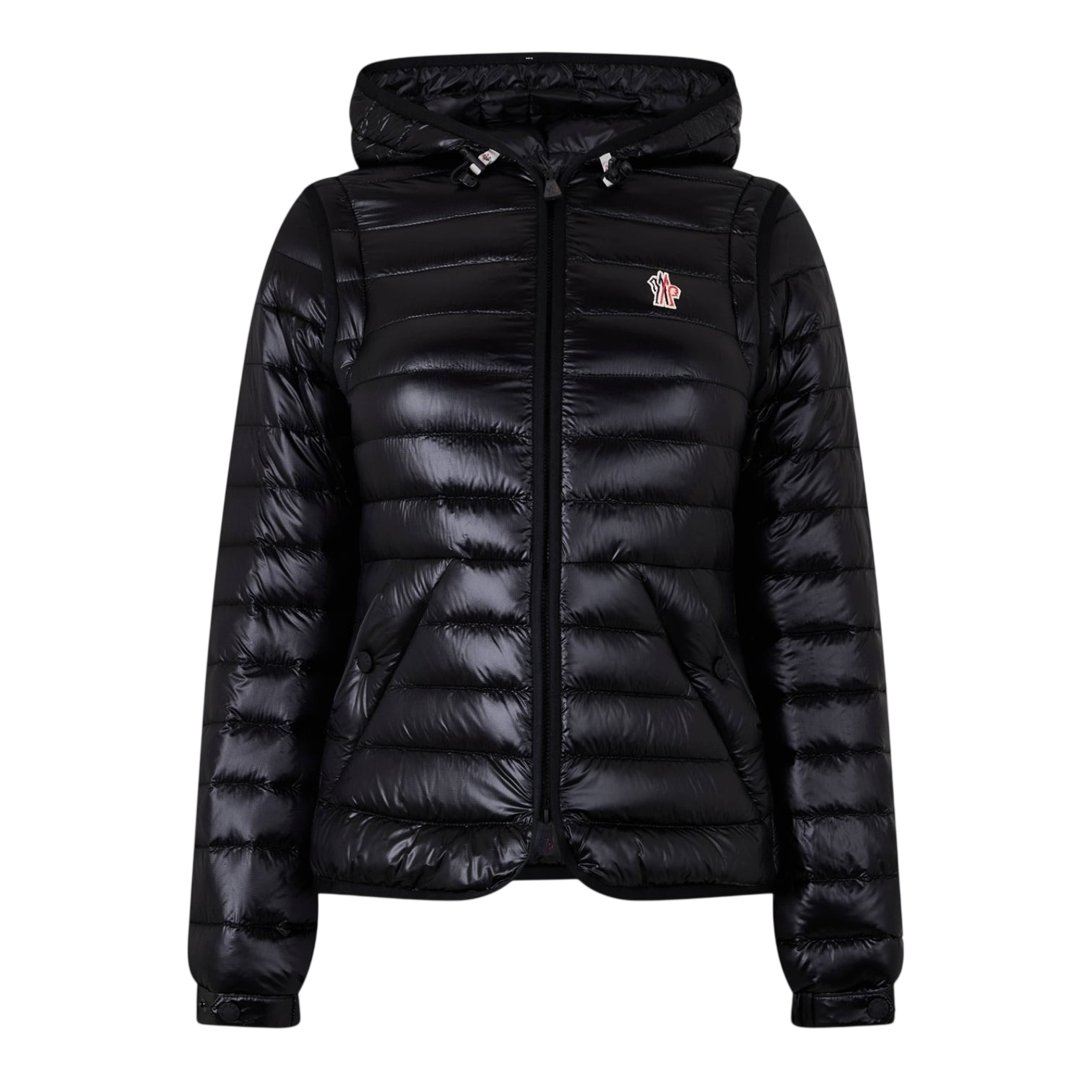 LUXURY HUB MONCLER GRENOBLE WOMEN'S KARURA 2-IN-1 SHORT DOWN WATER-REPELLENT WINDPROOF HOODED SOFTSHELL JACKET