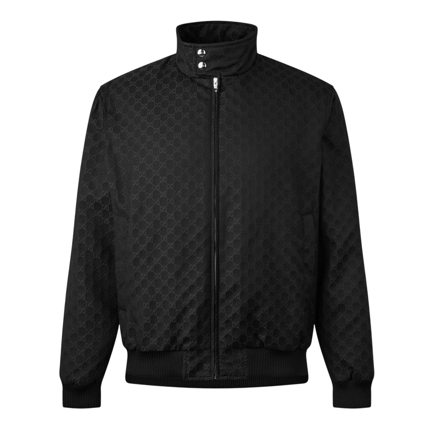 LUXURY HUB GUCCI MEN'S GG RIPSTOP COTTON STAND COLLAR HARRINGTON JACKET