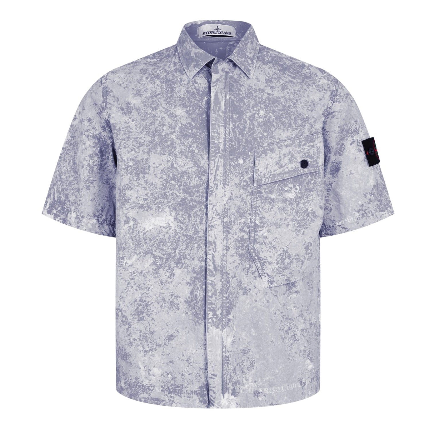 LUXURY HUB STONE ISLAND MEN'S FINE CANVAS COTTON SHORT SLEEVE OVERSHIRT