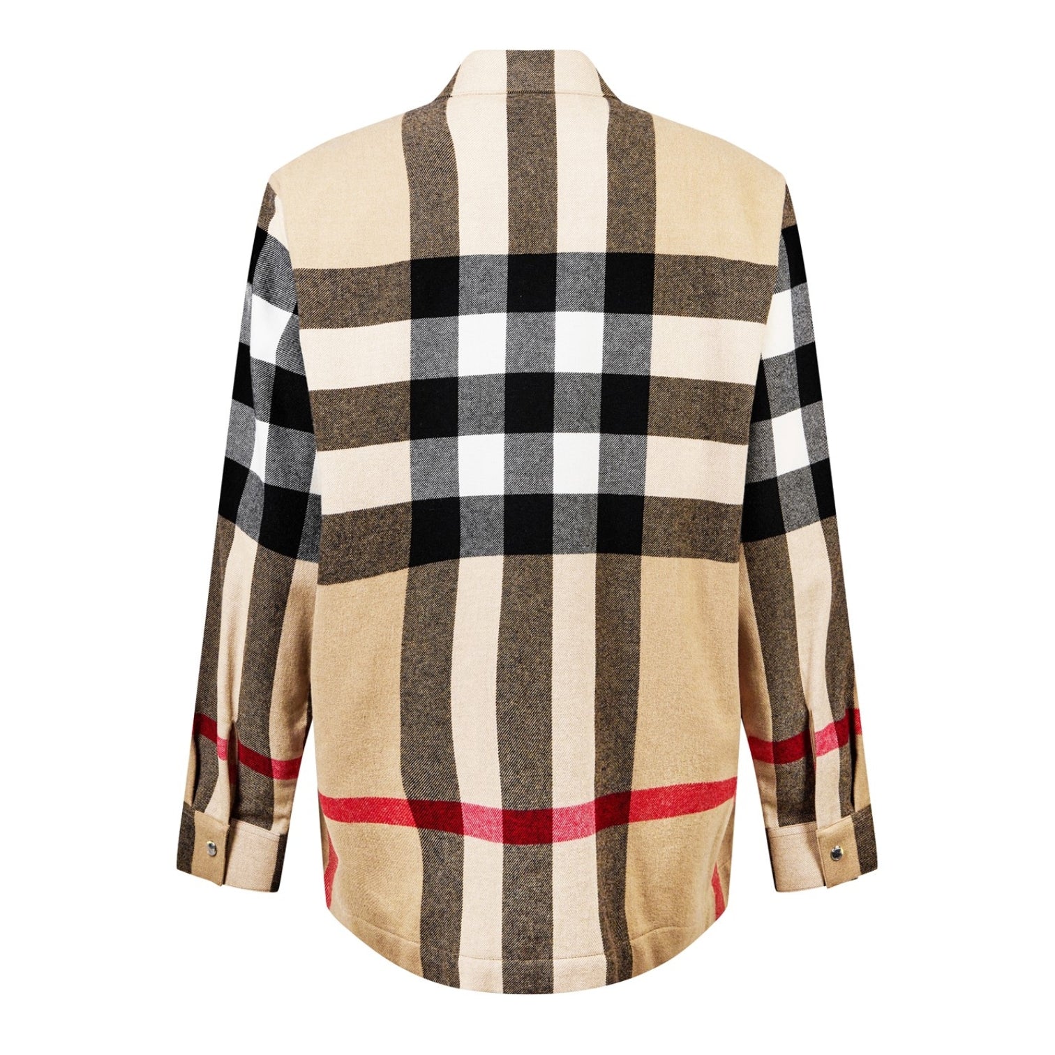 LUXURY HUB BURBERRY MEN'S HAGUE CHECK WOOL LONG SLEEVE OVERSIZED FIT OVERSHIRT