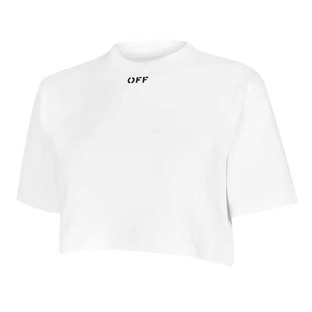 LUXURY HUB OFF WHITE LOGO CROP TOP