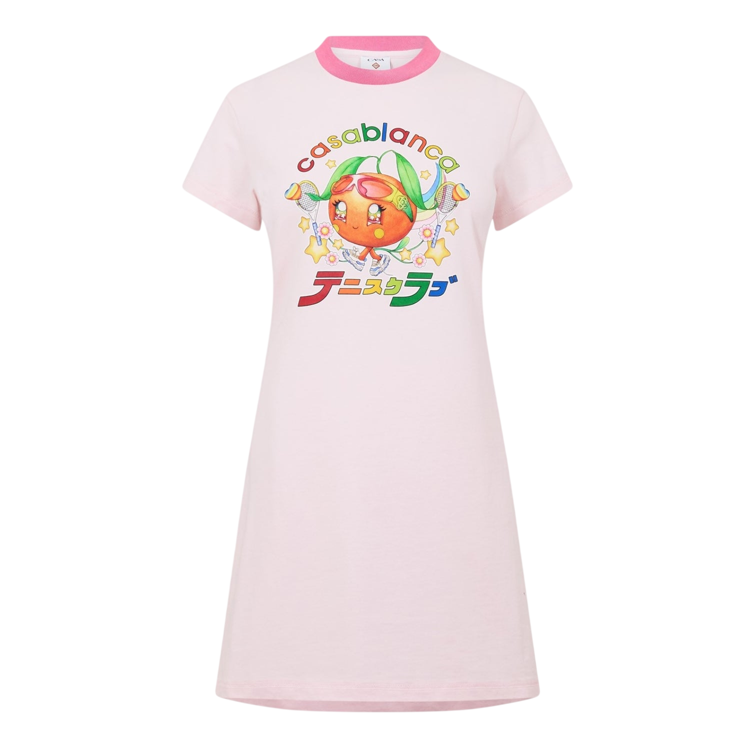 LUXURY HUB CASABLANCA WOMEN'S MASCOT GRAPHIC PRINT RELAXED FIT T-SHIRT DRESS