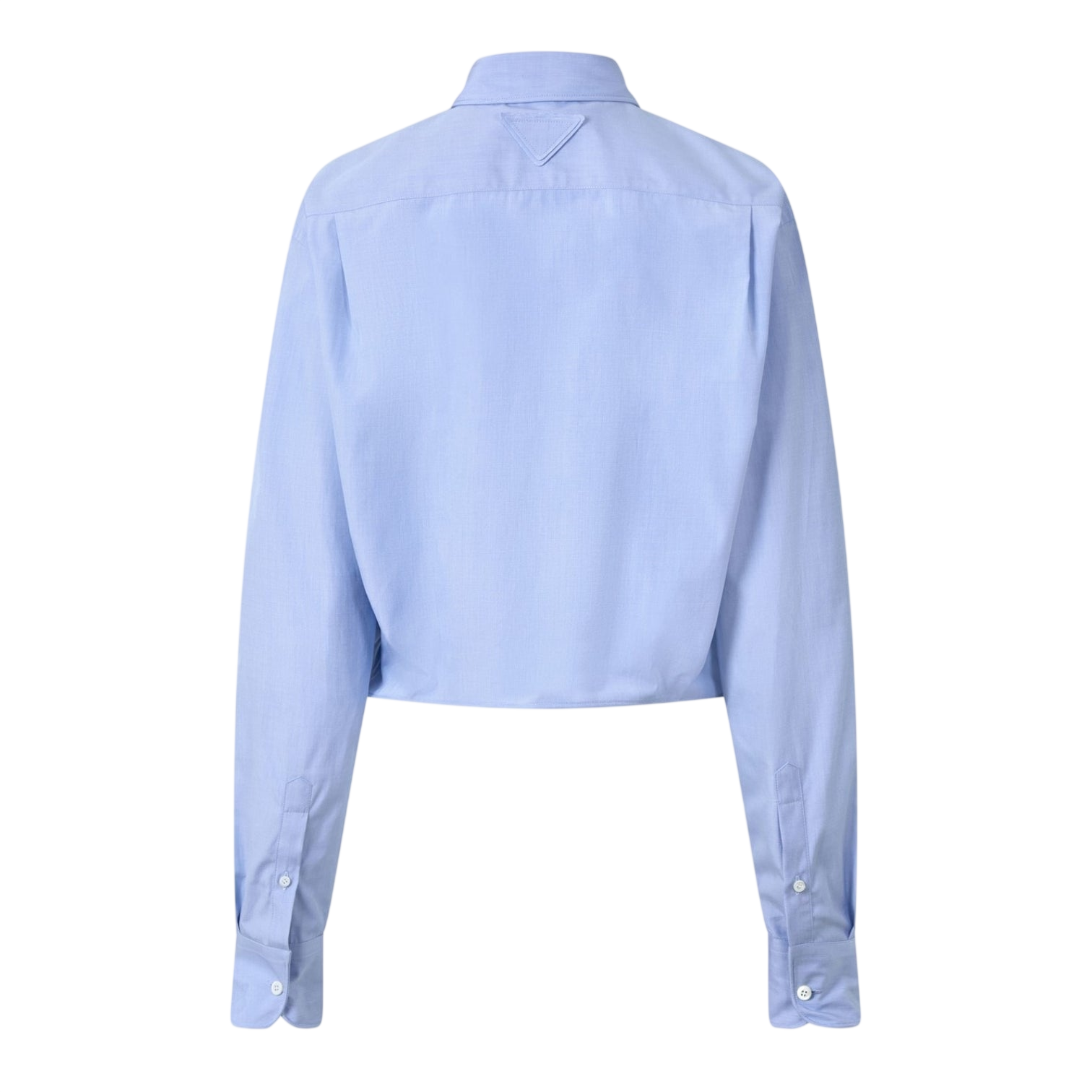 LUXURY HUB PRADA WOMEN'S CROPPED SHORT SLEEVE OXFORD SHIRT