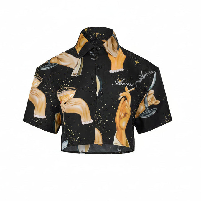 LUXURY HUB AMIRI CHAMPAIGN PRINT SILK SHIRT