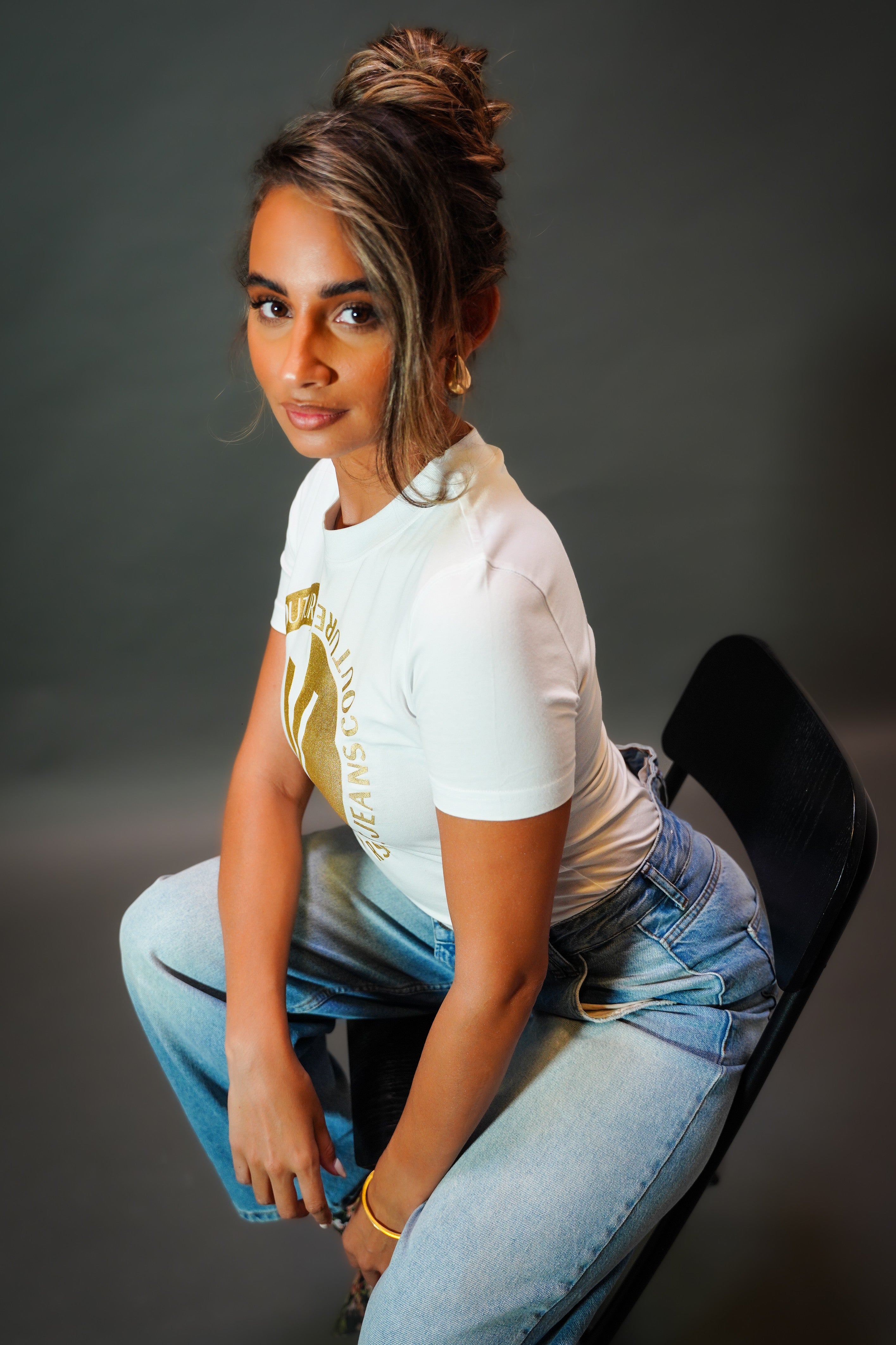 LUXURY HUB VERSACE JEANS COUTURE PRINTED LOGO TOP