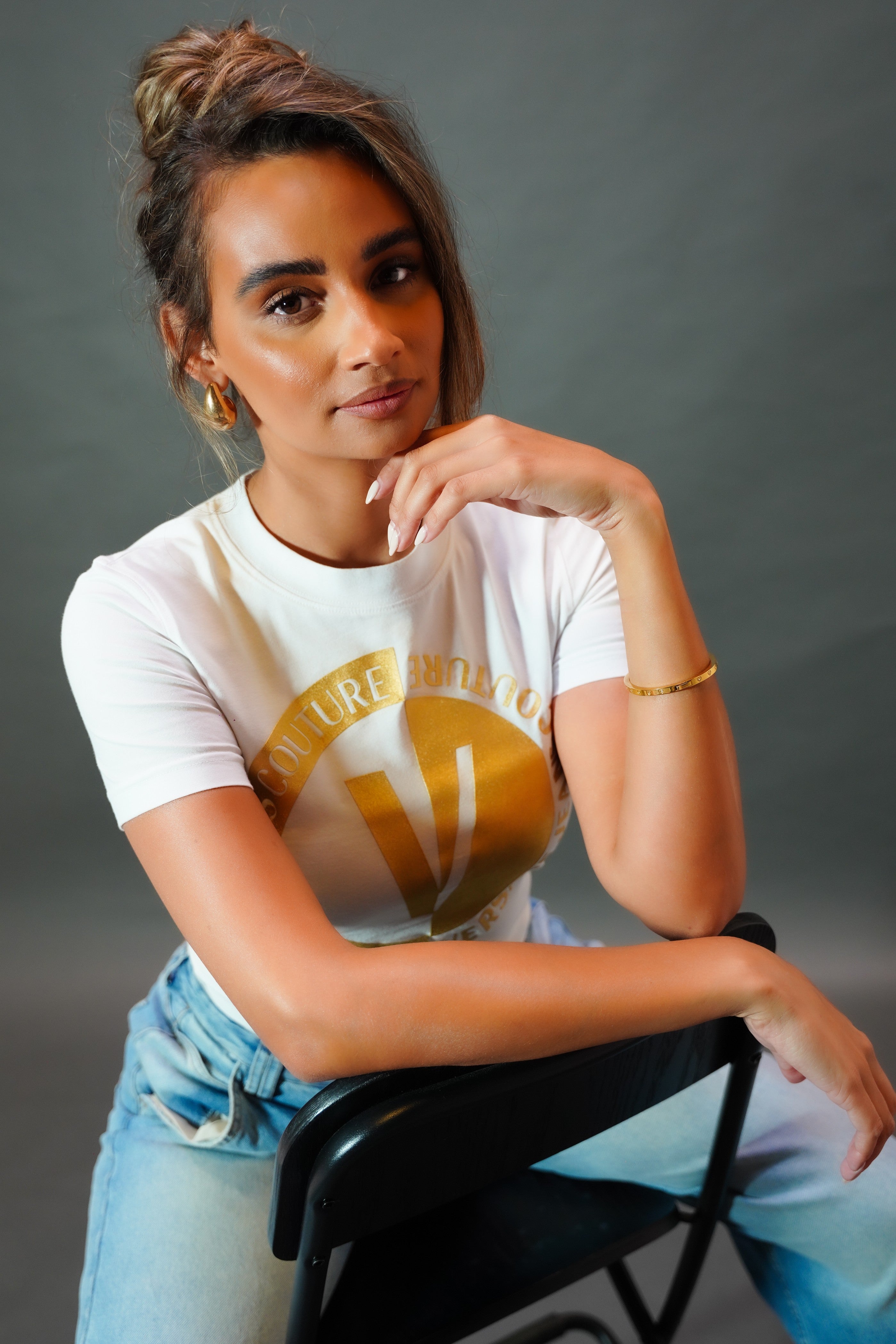 LUXURY HUB VERSACE JEANS COUTURE PRINTED LOGO TOP