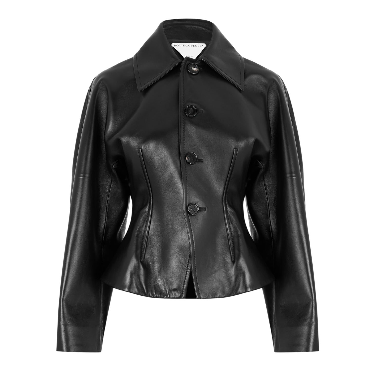 LUXURY HUB BOTTEGA VENETA WOMEN'S SHORT LEATHER LONG SLEEVE JACKET