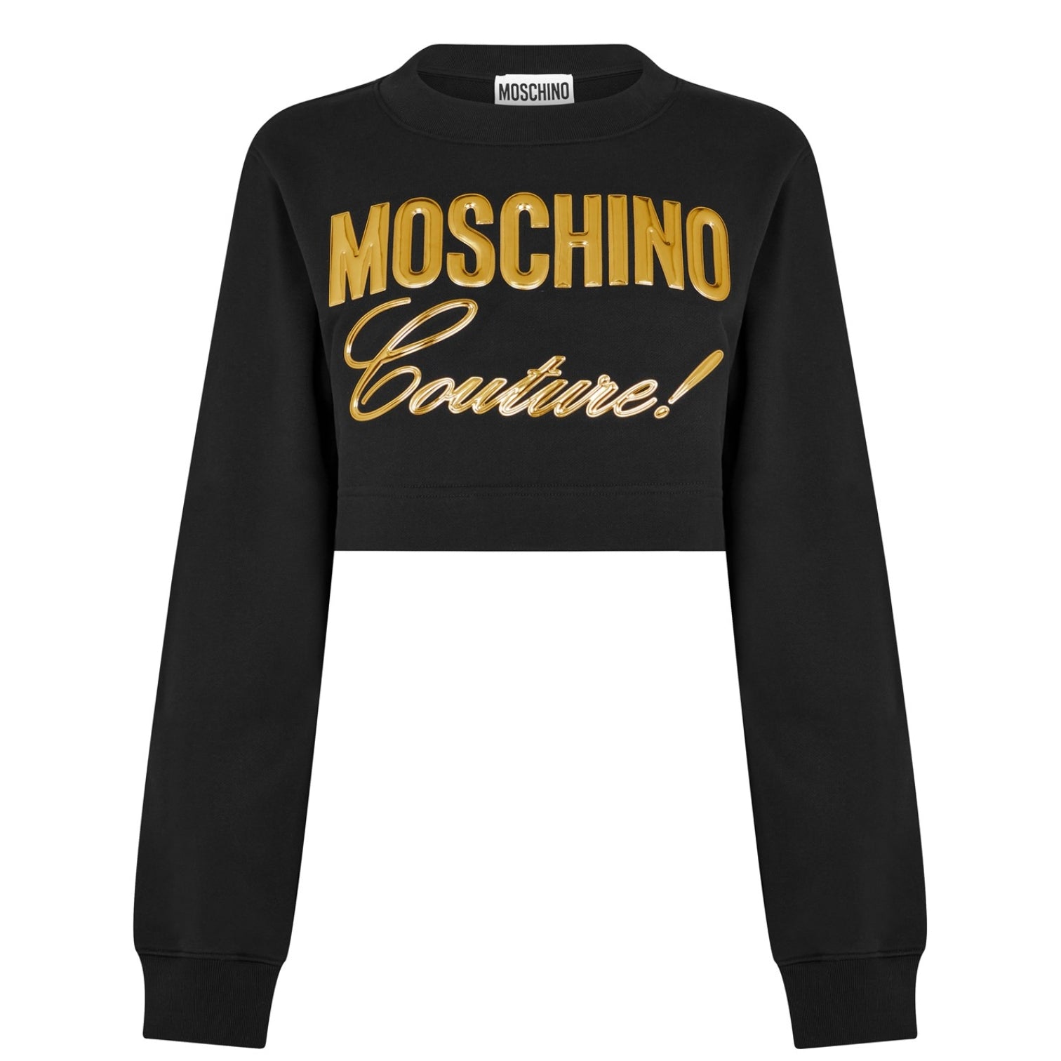LUXURY HUB MOSCHINO LOGO DEBOSSED CROPPED SWEATSHIRT