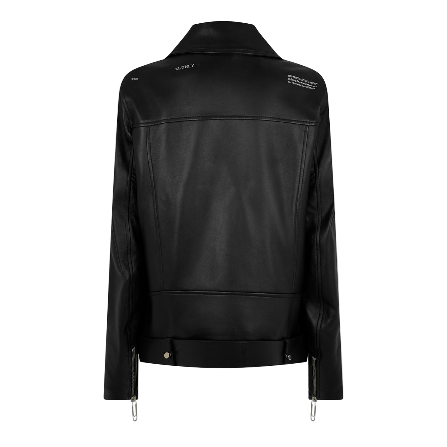 LUXURY HUB OFF WHITE WOMEN'S OVERSIZED BIKER JACKET WITH BELTED HEM