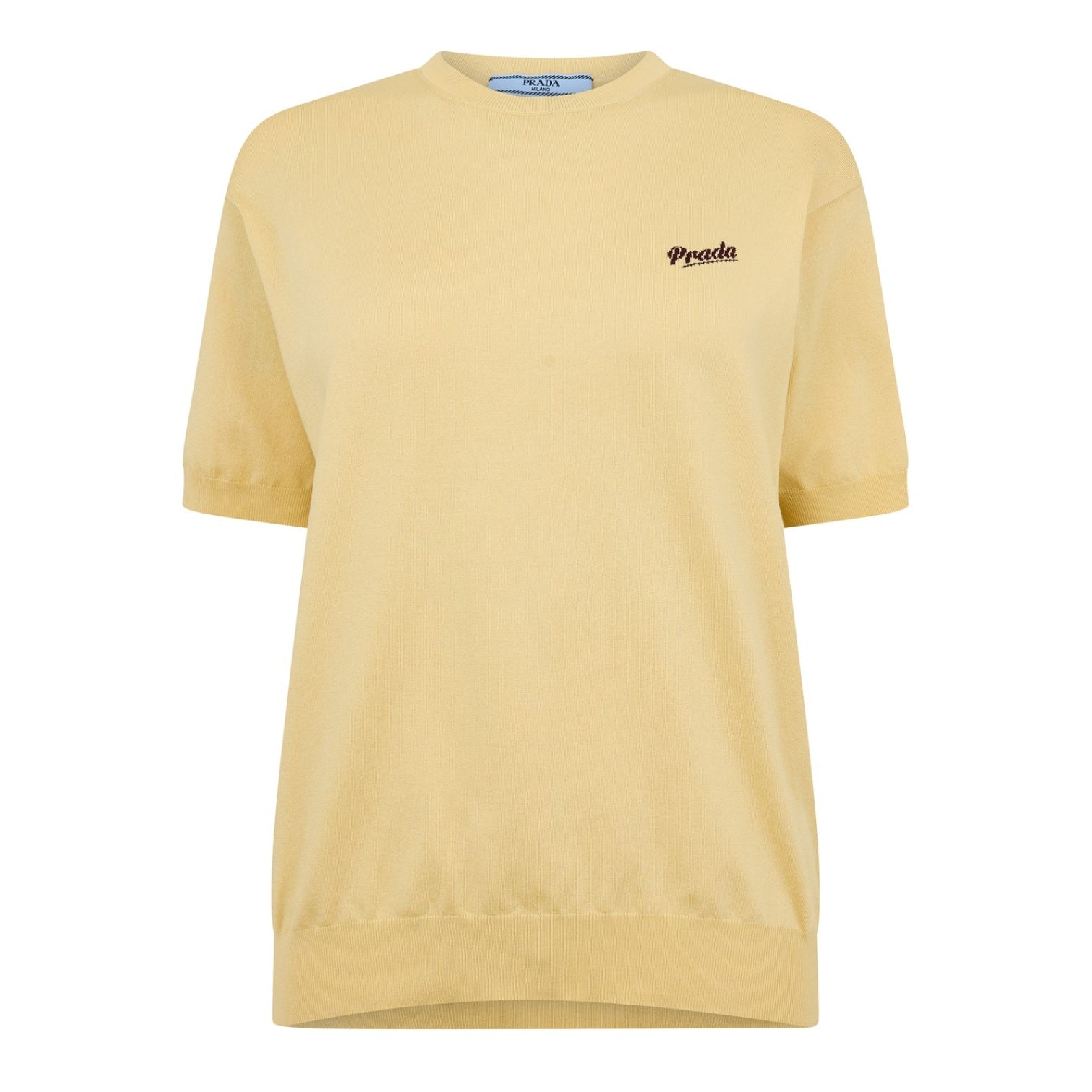 LUXURY HUB PRADA WOMEN'S SILK SHORT SLEEVE KNITTED TOP