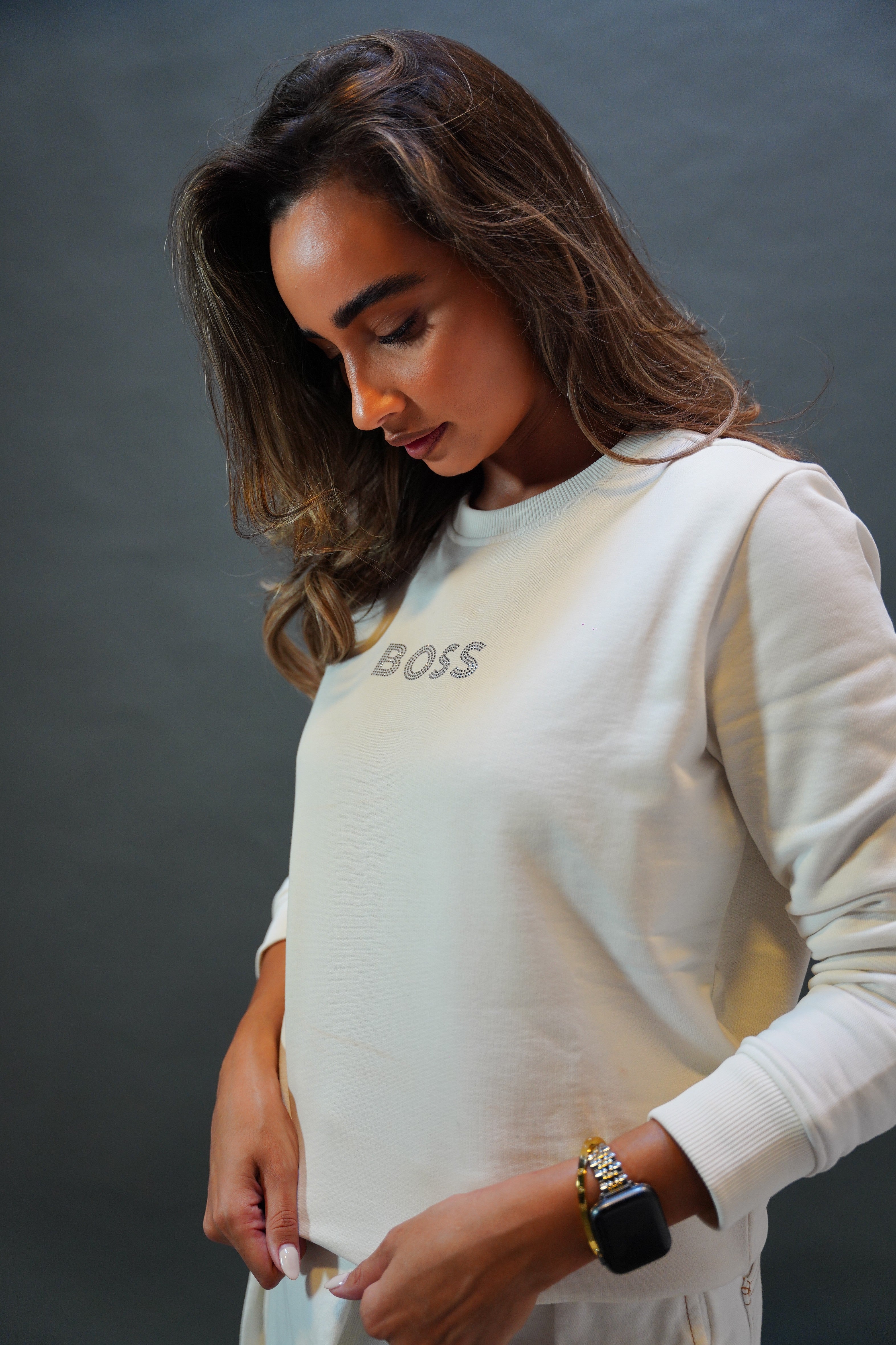 LUXURY HUB BOSS DIAMANTE LOGO SWEATSHIRT