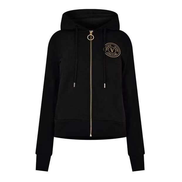LUXURY HUB  VERSACE JEANS COUTURE ROUND LOGO ZIP HOODIE