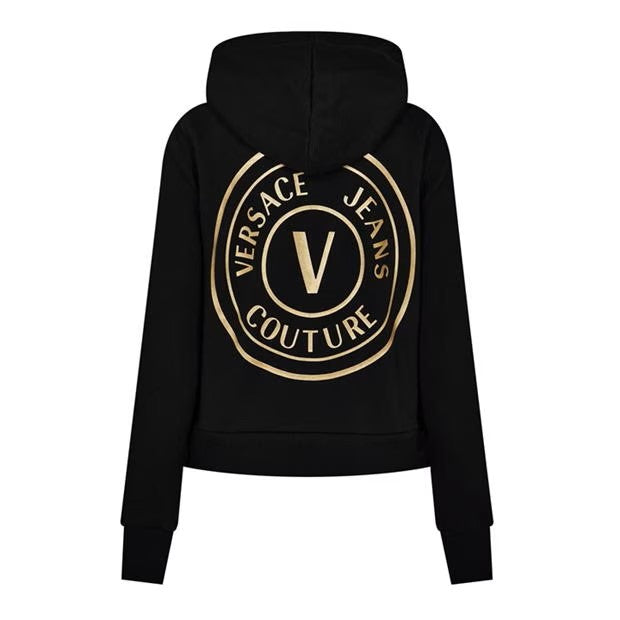 LUXURY HUB  VERSACE JEANS COUTURE ROUND LOGO ZIP HOODIE