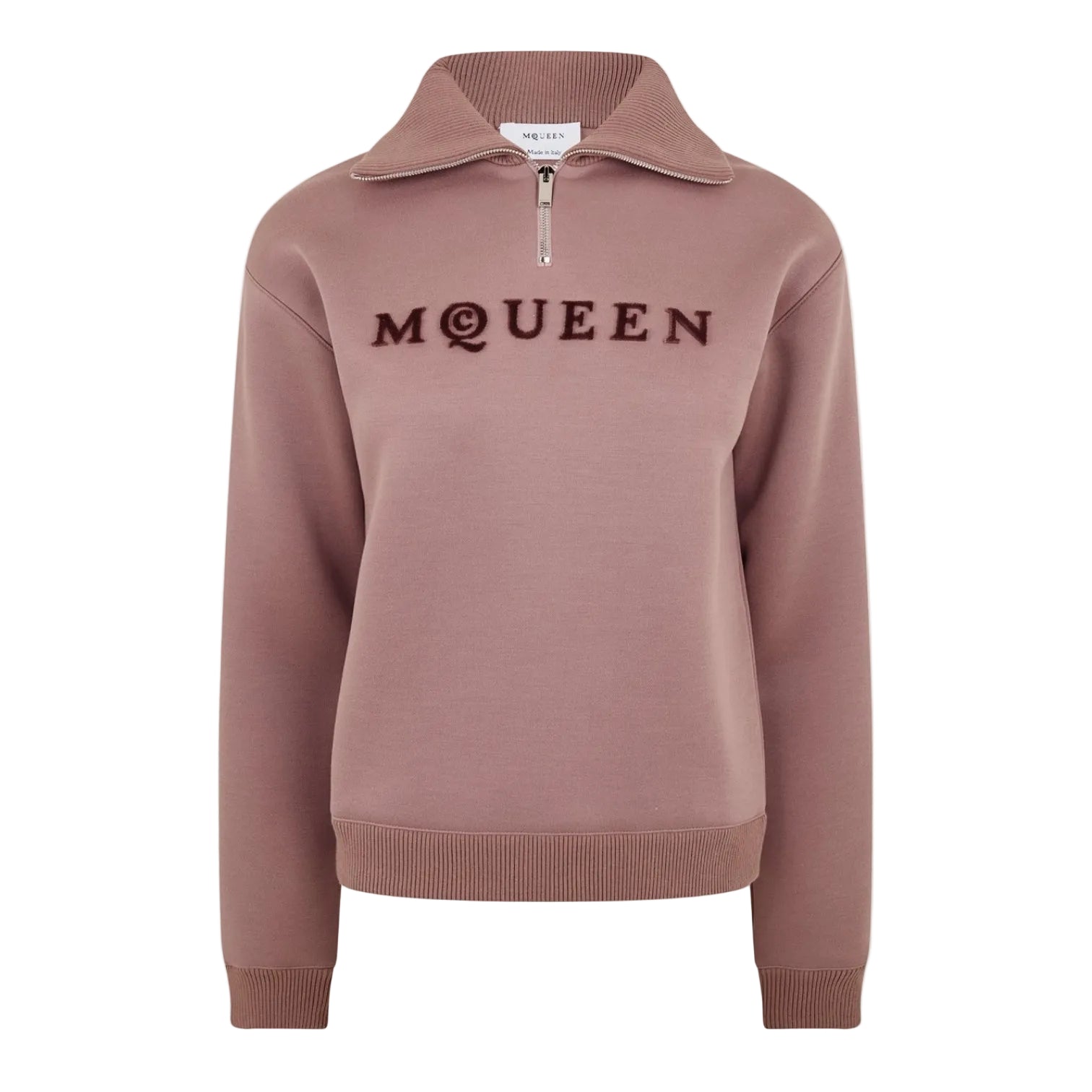 LUXURY HUB ALEXANDER MCQUEEN LOGO HALF-ZIP SWEATER